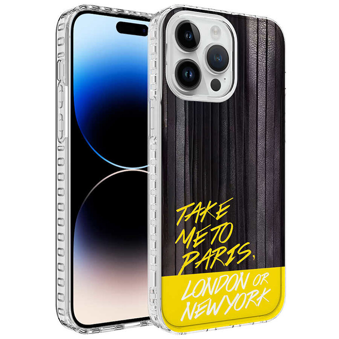 iPhone 14 Pro Uyumlu AirBag Kenarlı Renkli Desenli Silikon Zore Elegans Kılıf-NO3