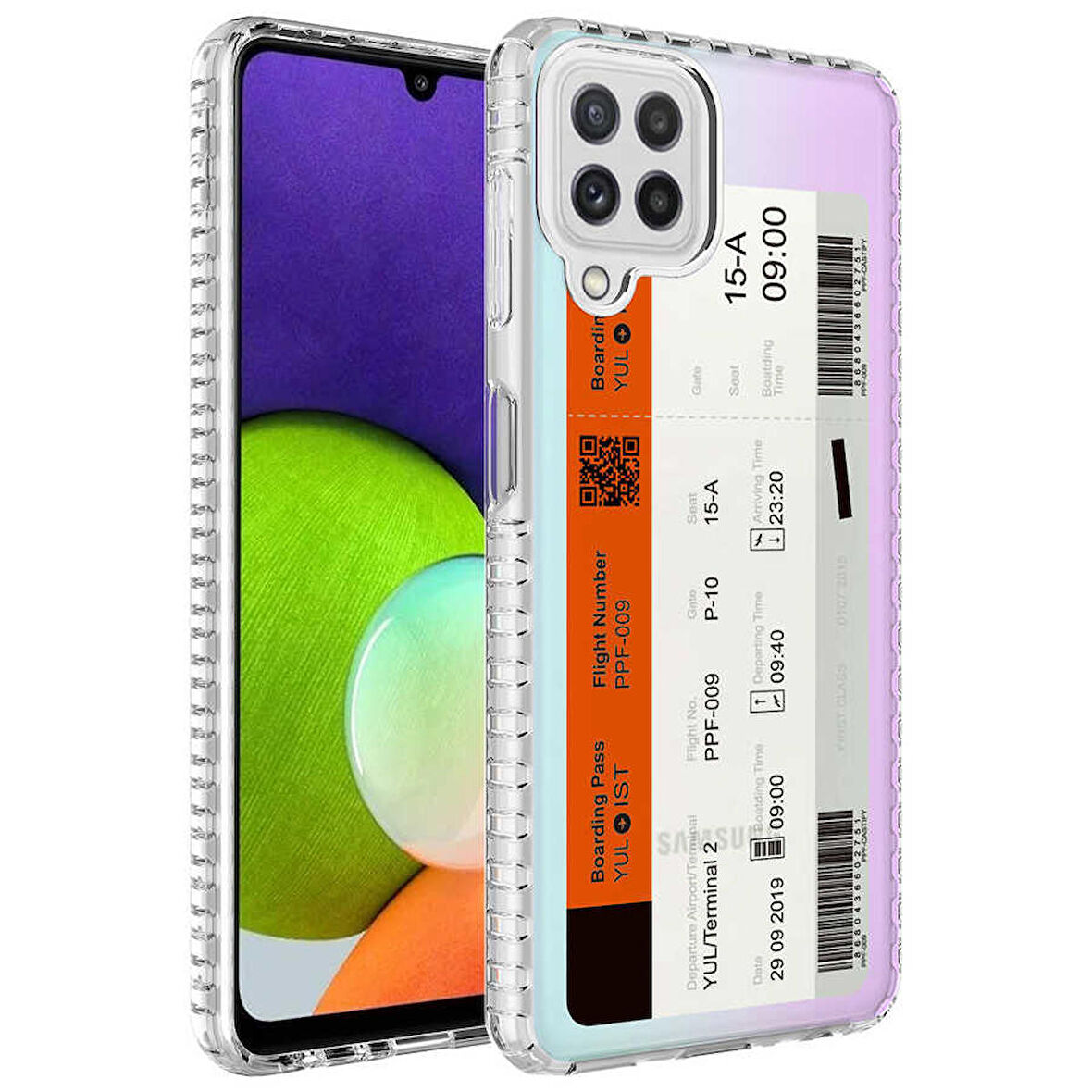 Galaxy A12 Uyumlu Airbag Kenarlı Renkli Desenli Silikon Zore Elegans Kapak-NO1