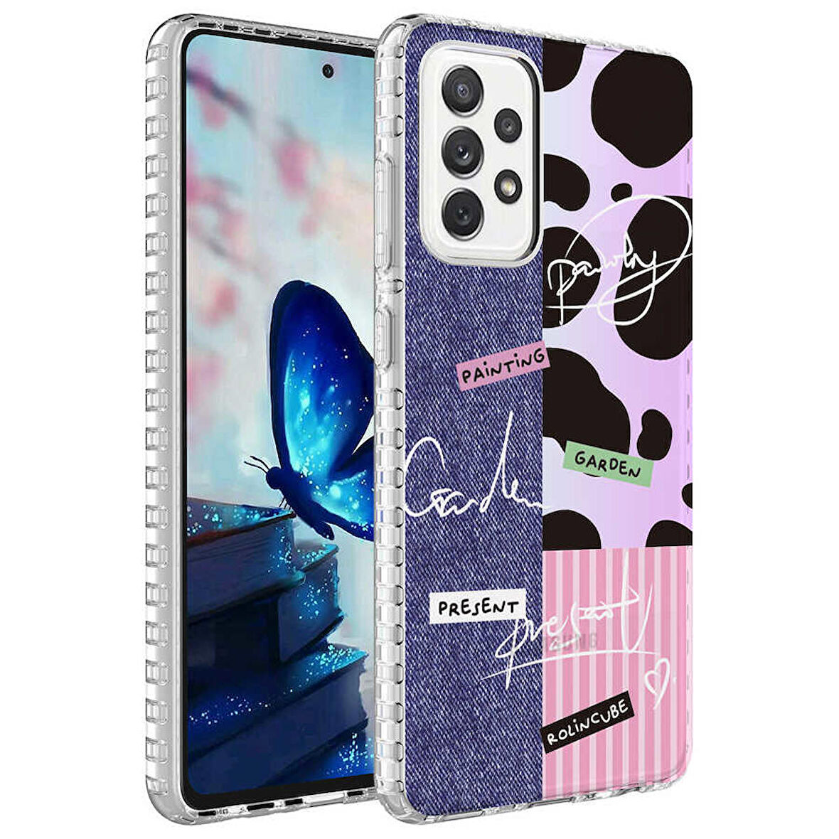 Galaxy A32 4G Uyumlu Airbag Kenarlı Renkli Desenli Silikon Zore Elegans Kapak-NO8