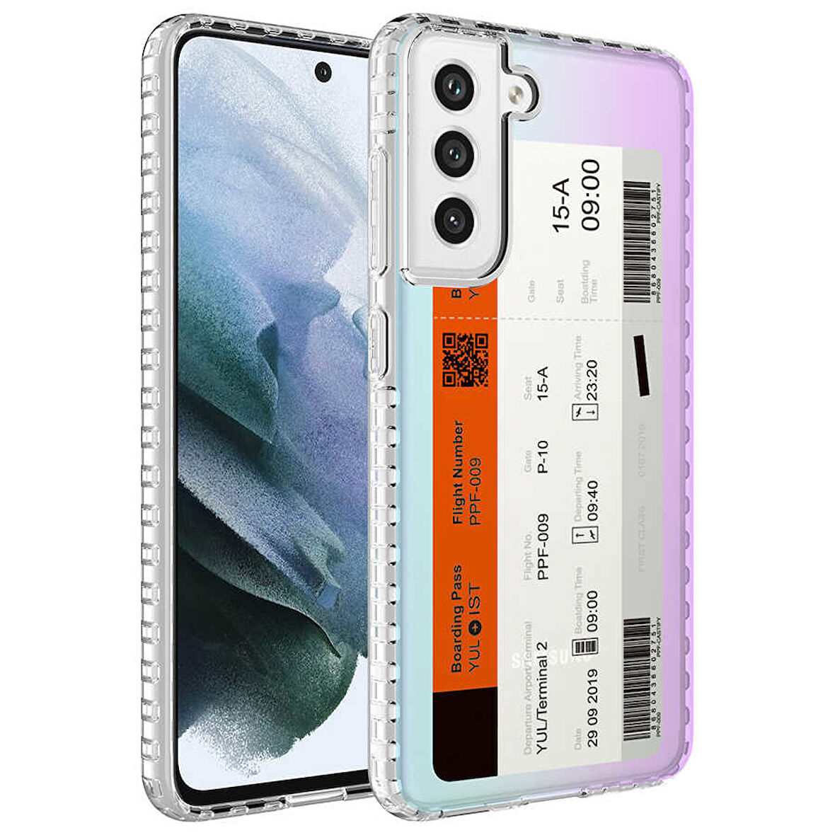 Galaxy S21 FE Uyumlu AirBag Kenarlı Renkli Desenli Silikon Zore Elegans Kılıf-NO1