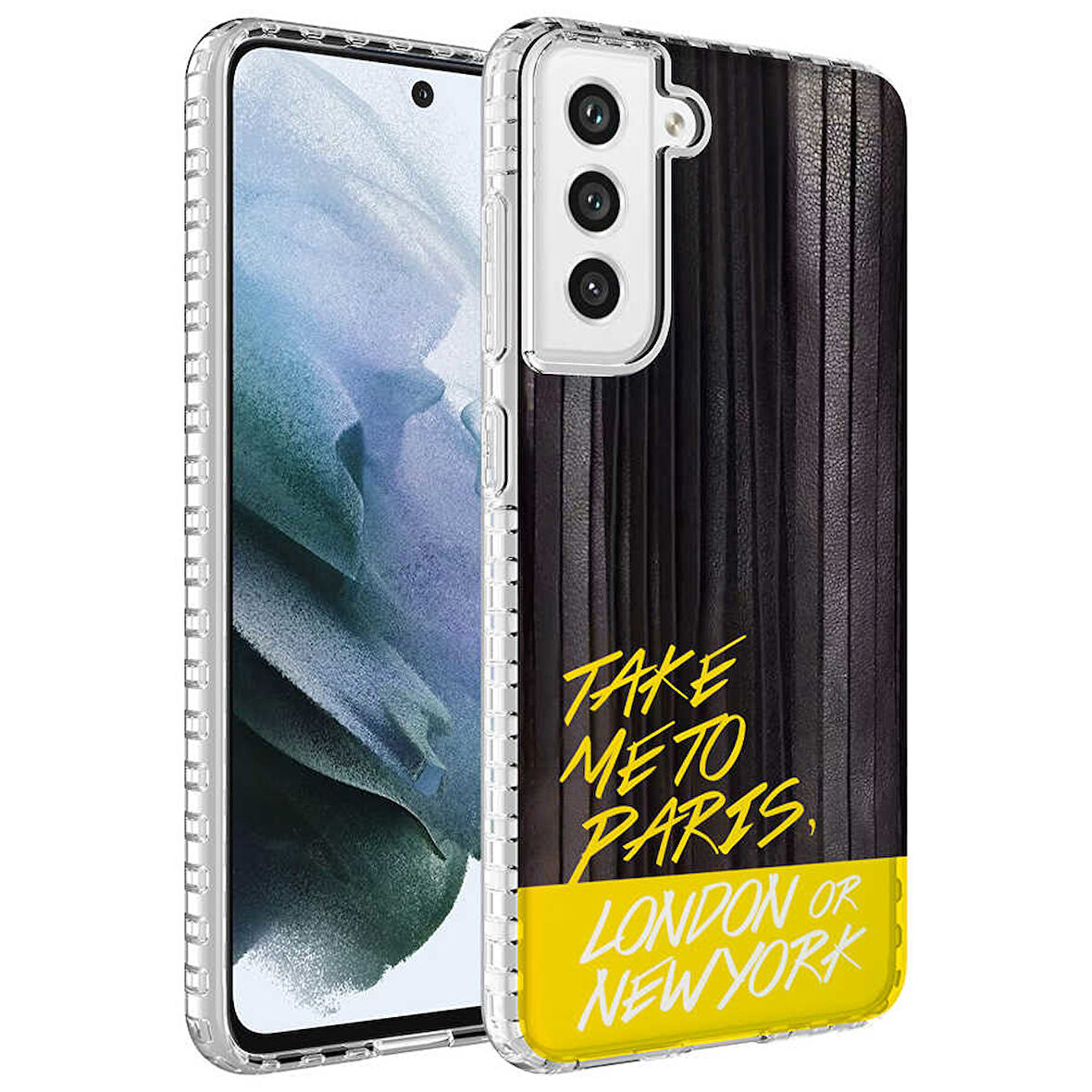 Galaxy S21 FE Uyumlu AirBag Kenarlı Renkli Desenli Silikon Zore Elegans Kılıf-NO3