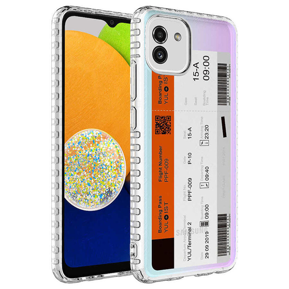 Galaxy A03 Uyumlu Airbag Kenarlı Renkli Desenli Silikon Zore Elegans Kapak-NO1