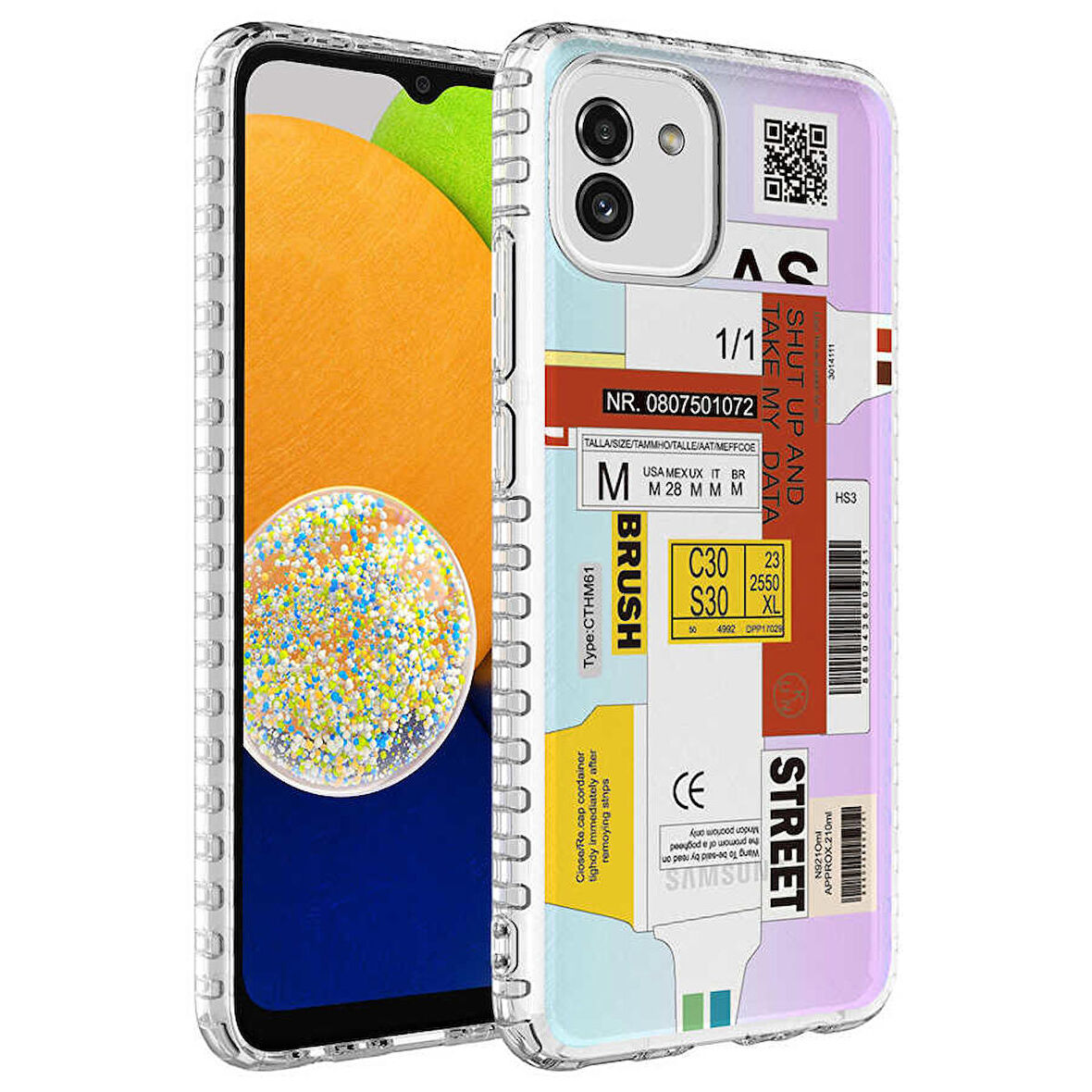 Galaxy A03 Uyumlu Airbag Kenarlı Renkli Desenli Silikon Zore Elegans Kapak-NO2