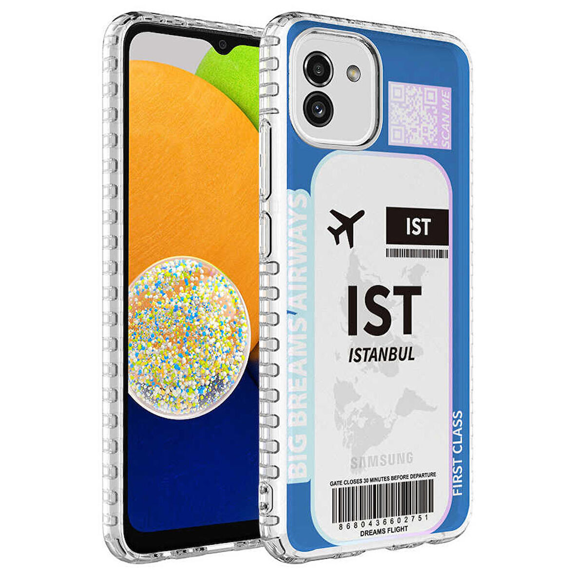 Galaxy A03 Uyumlu Airbag Kenarlı Renkli Desenli Silikon Zore Elegans Kapak-NO4