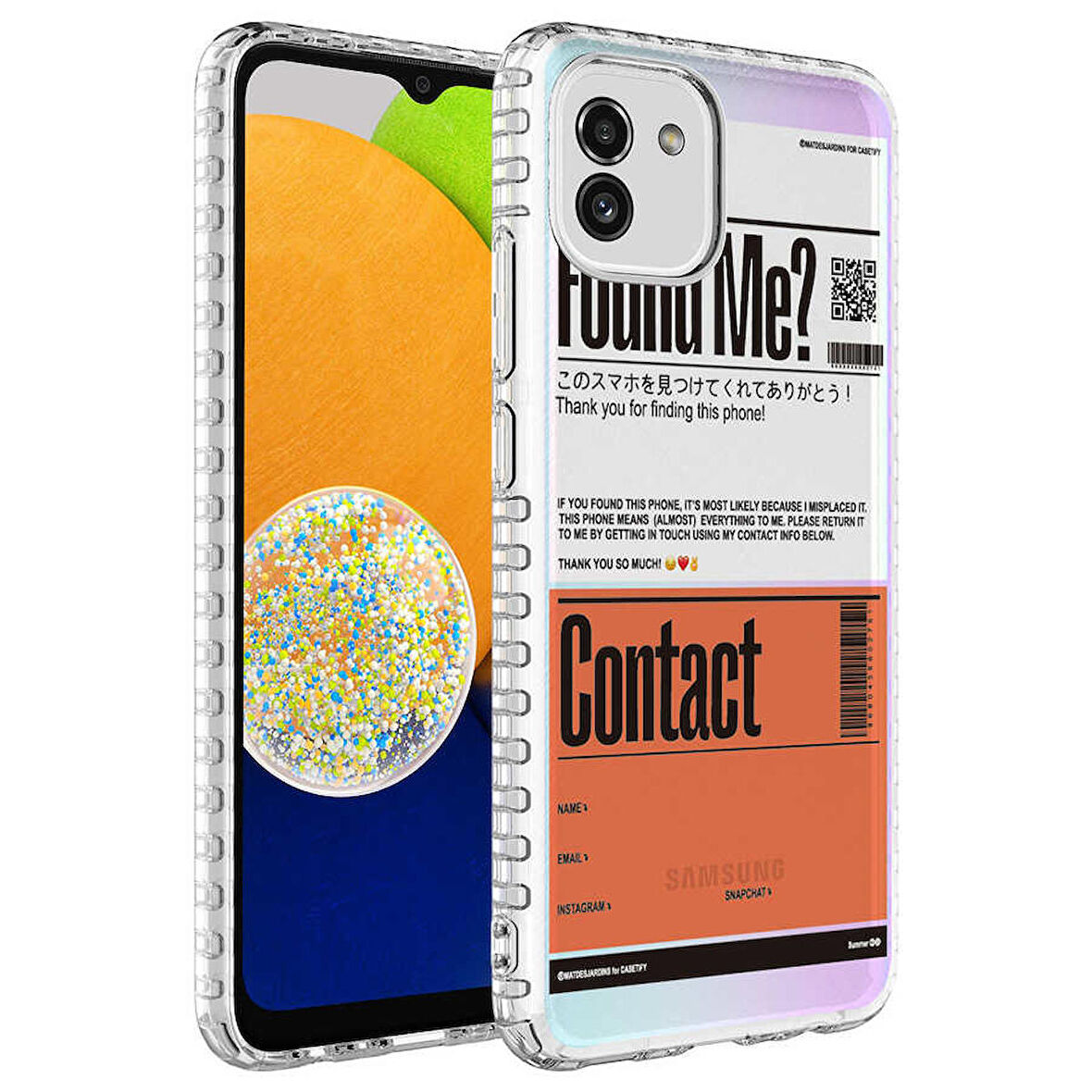 Galaxy A03 Uyumlu Airbag Kenarlı Renkli Desenli Silikon Zore Elegans Kapak-NO6