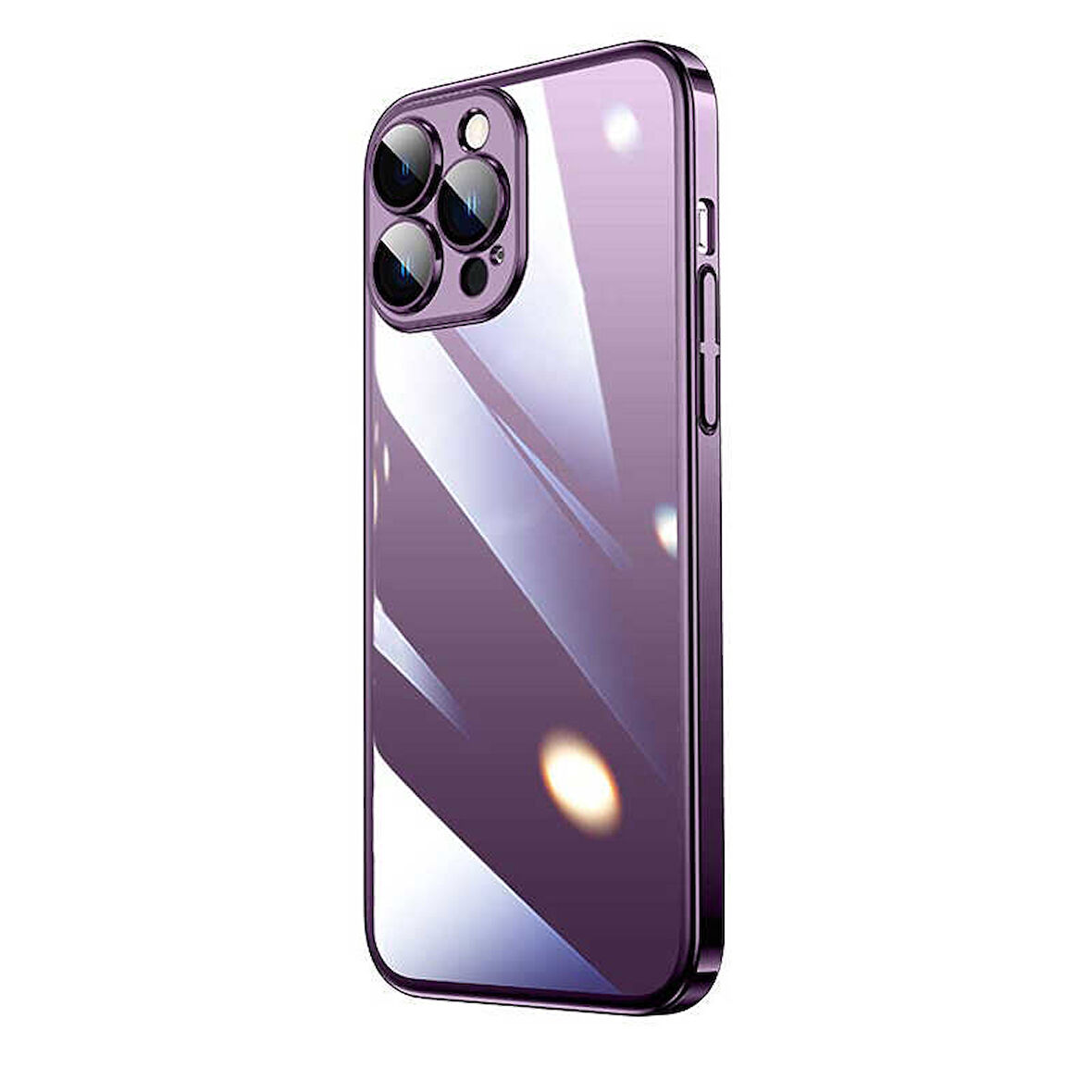iPhone 14 Pro Max Uyumlu Sert PC Renkli Çerçeveli Zore Riksos Kılıf-Derin Mor