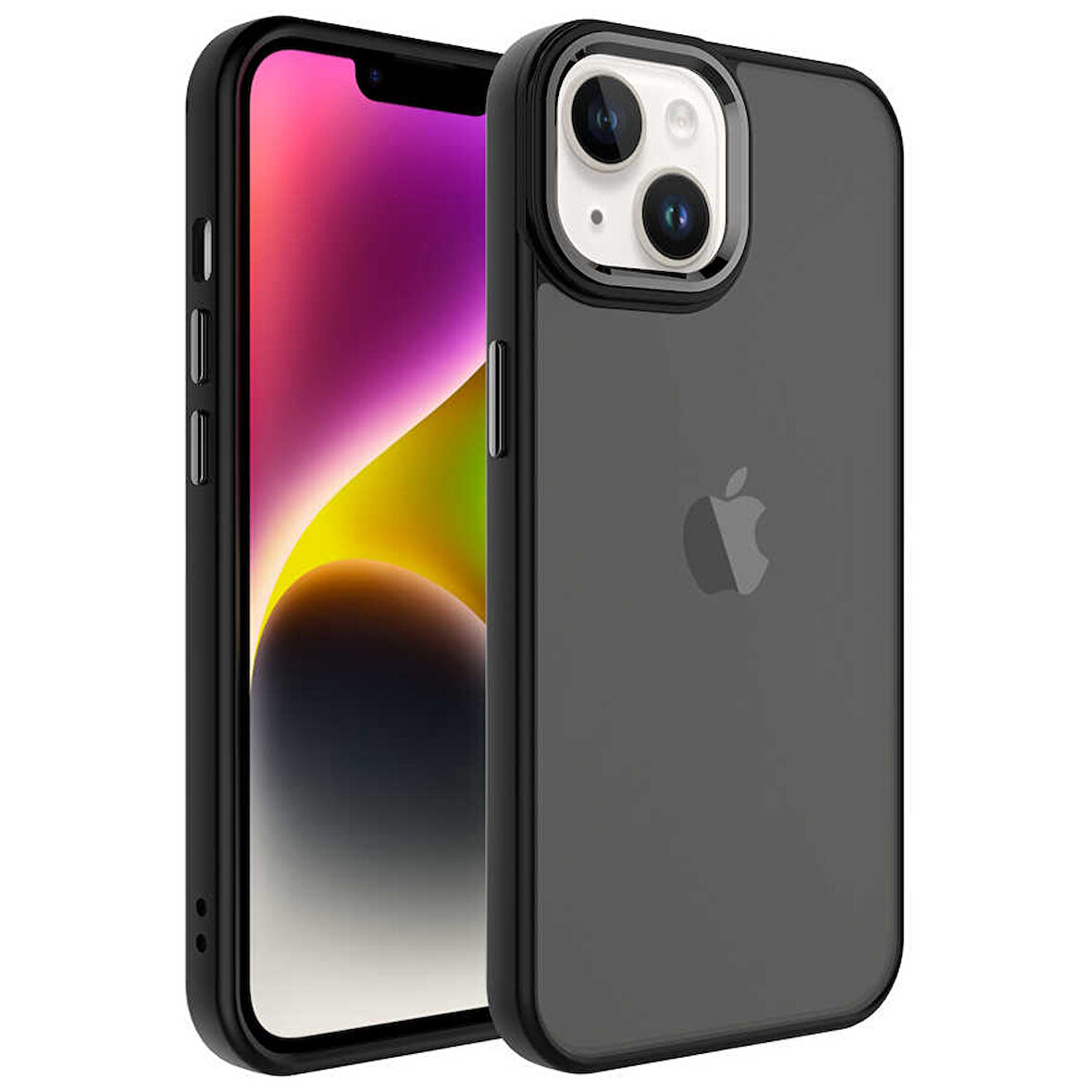 Apple iPhone 14 Kılıf Buzlu Sert PC Zore May Kapak-Siyah