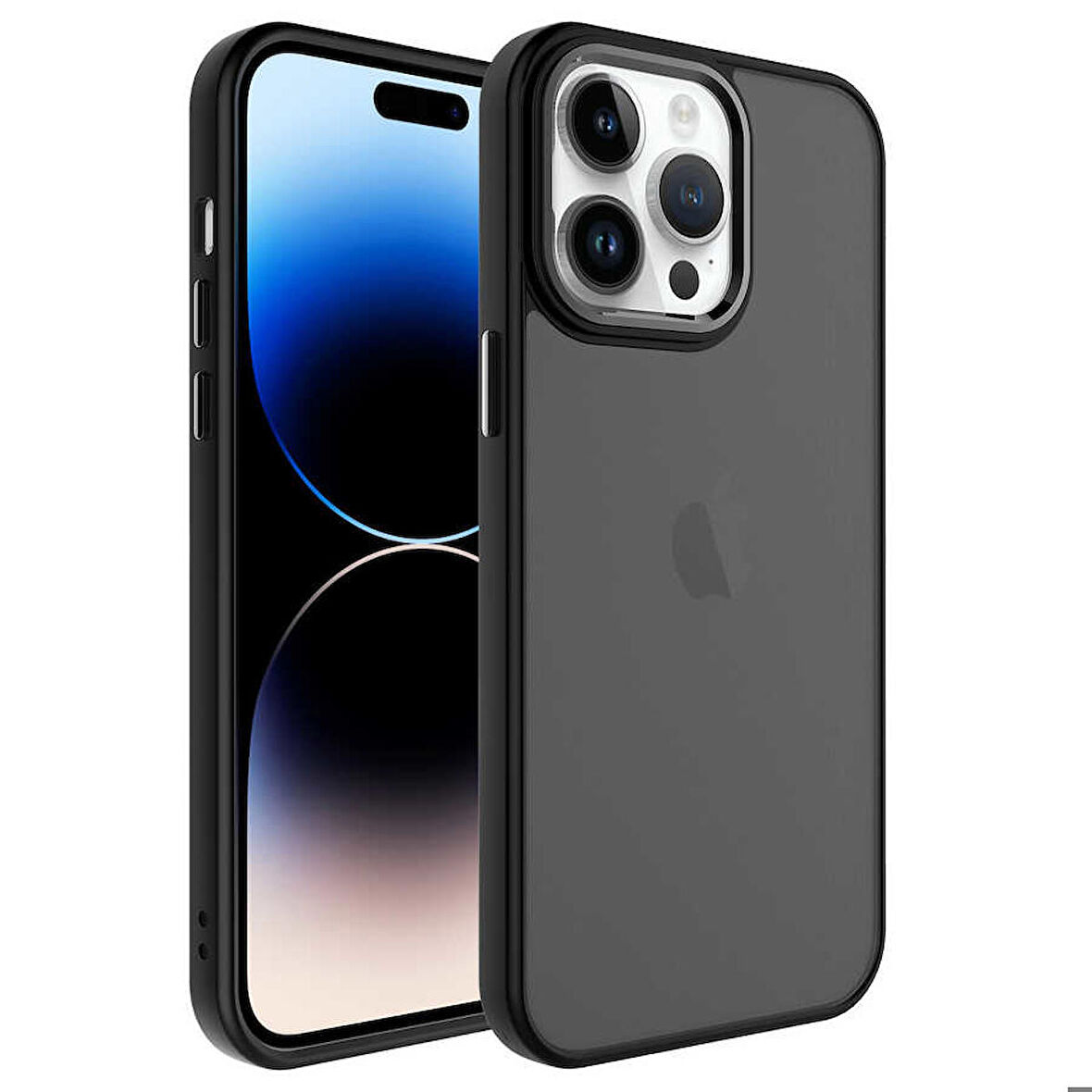 iPhone 14 Pro Uyumlu Buzlu Sert PC Zore May Kapak-Siyah