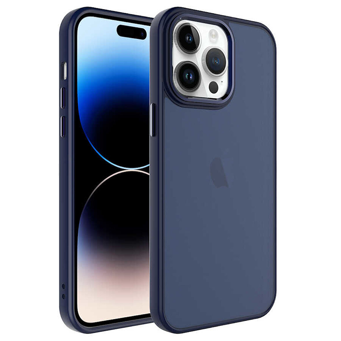 iPhone 14 Pro Uyumlu Buzlu Sert PC Zore May Kılıf-Lacivert