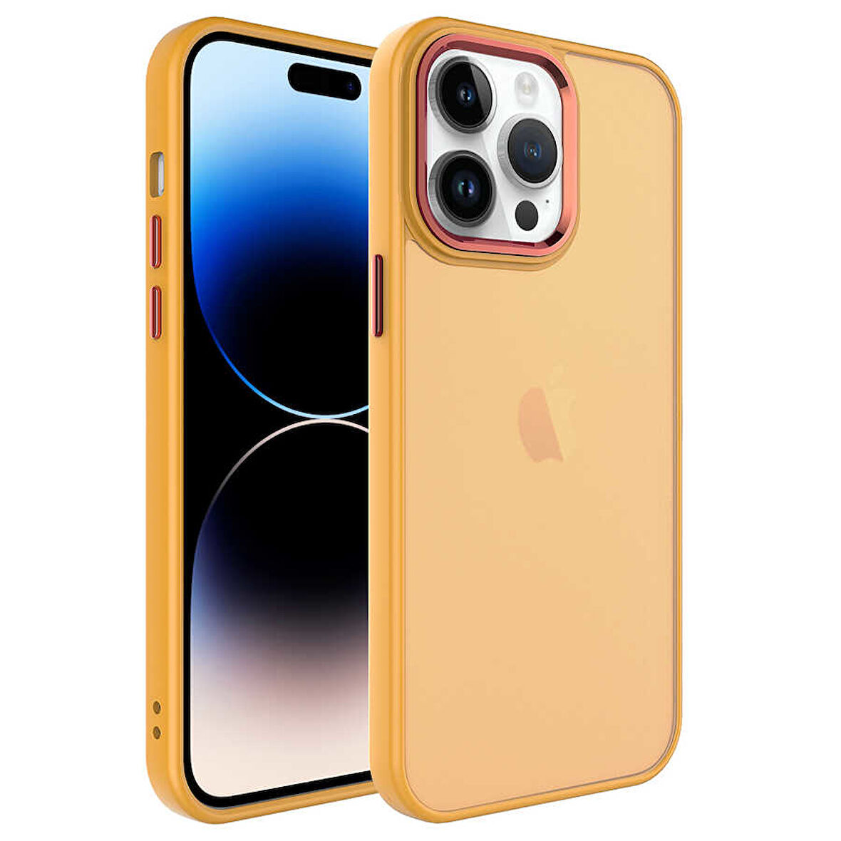 Apple iPhone 14 Pro Kılıf Buzlu Sert PC Zore May Kapak-Turuncu