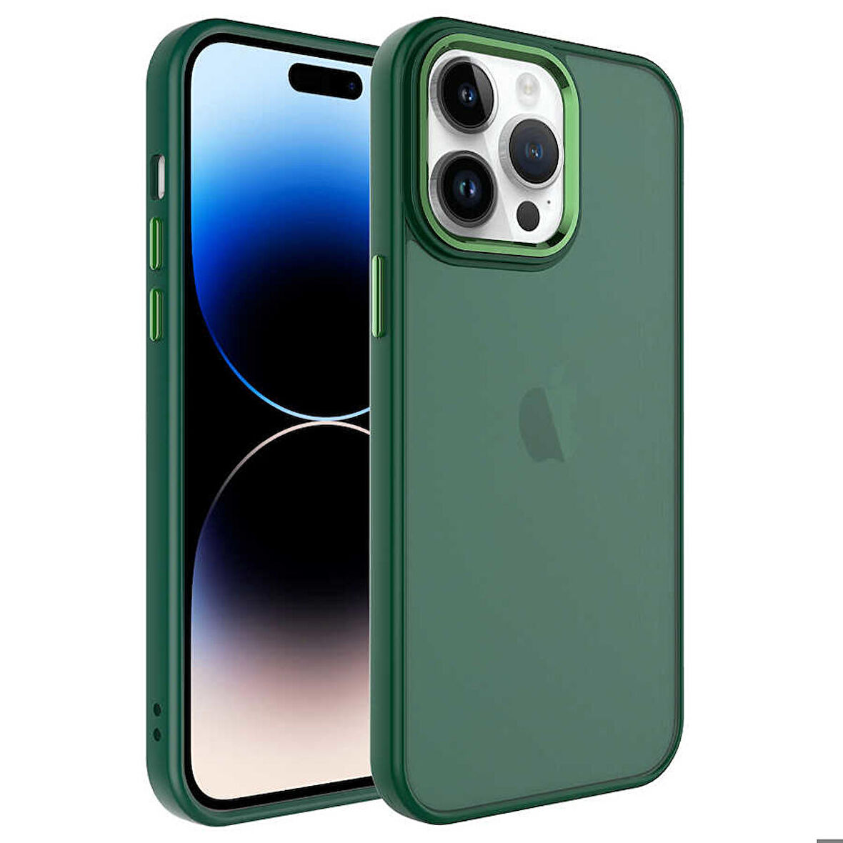 iPhone 14 Pro Uyumlu Buzlu Sert PC Zore May Kapak-Koyu Yeşil