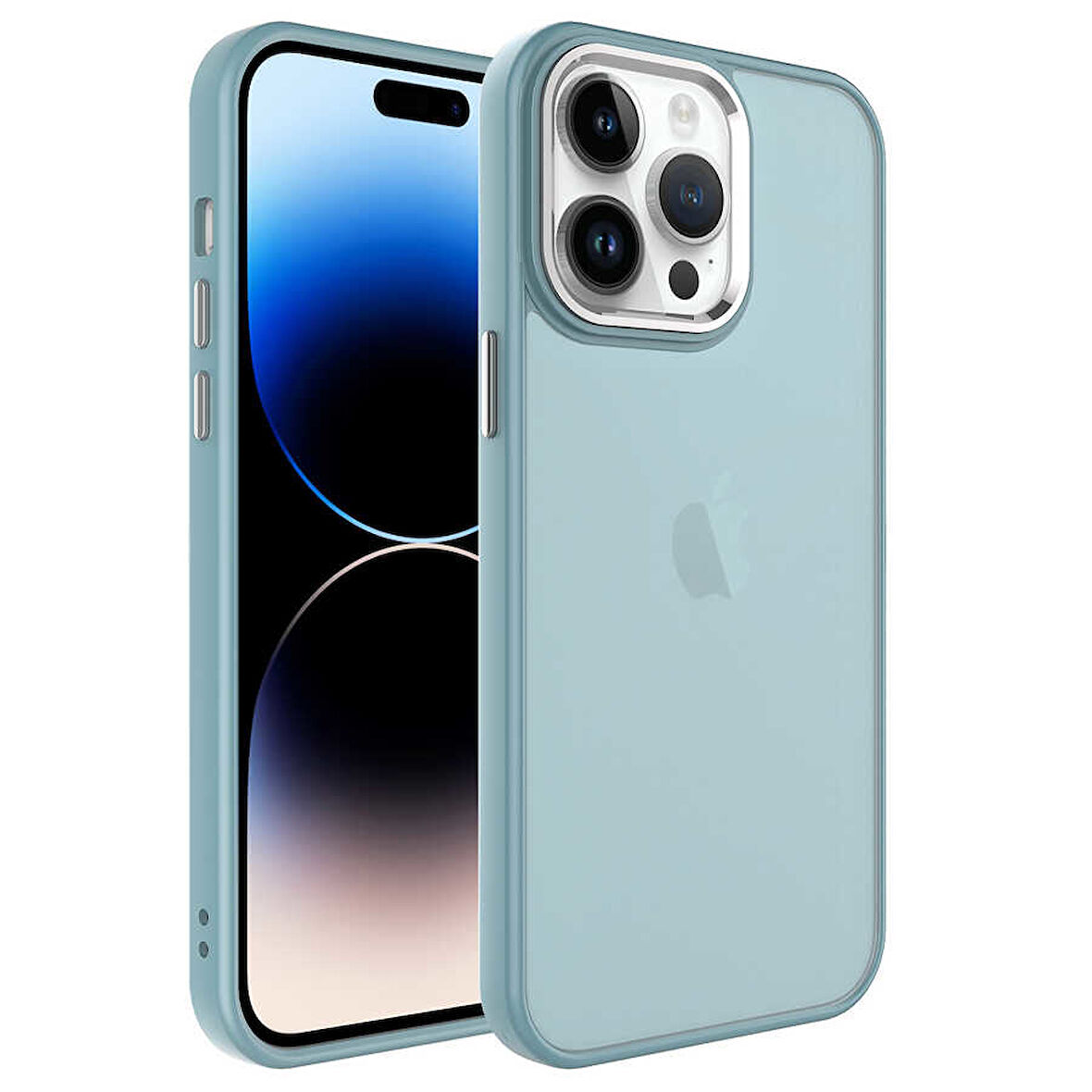 iPhone 14 Pro Uyumlu Buzlu Sert PC Zore May Kılıf-Mavi