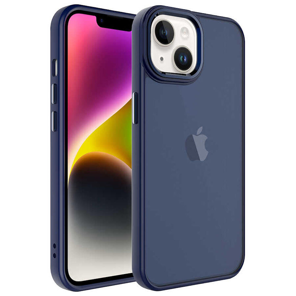 iPhone 14 Plus Uyumlu Buzlu Sert PC Zore May Kapak-Lacivert
