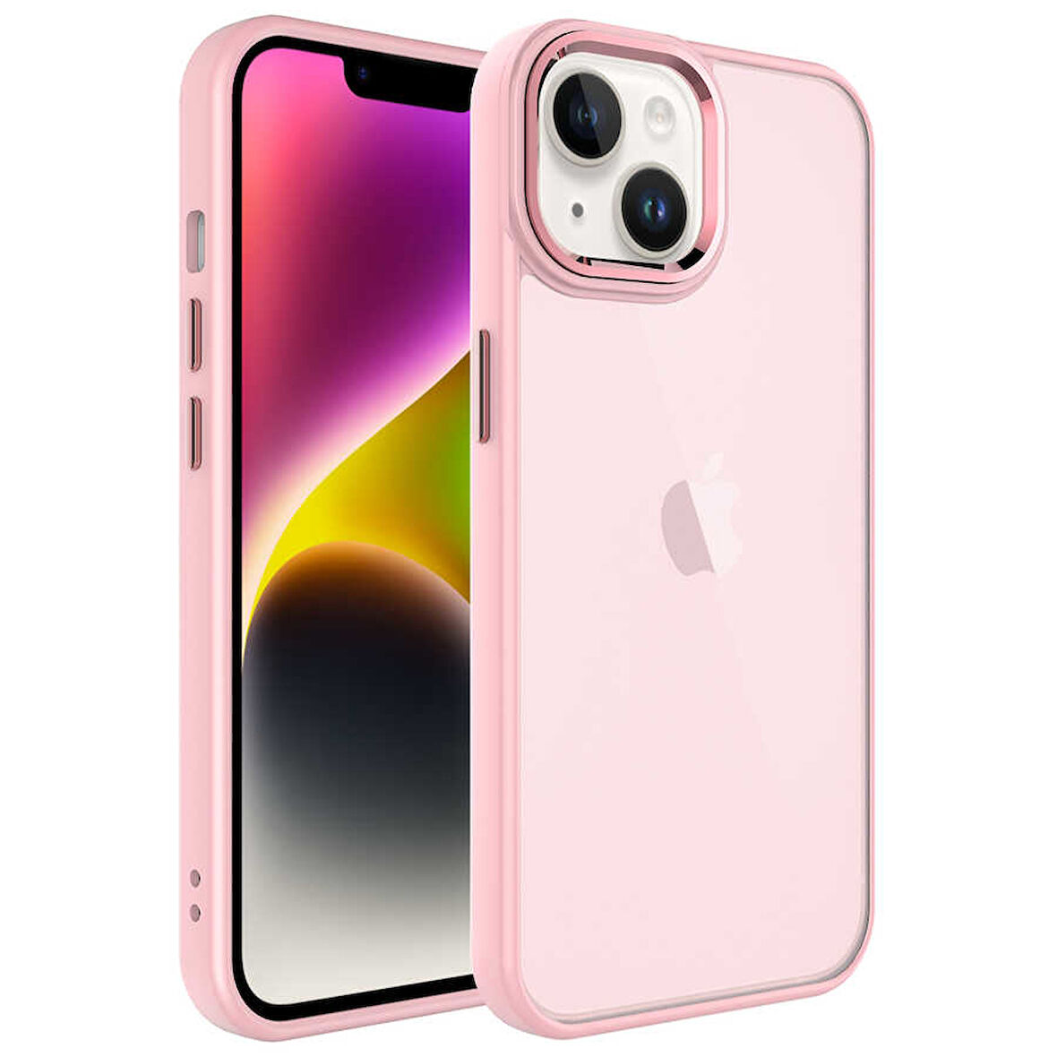 iPhone 14 Plus Uyumlu Buzlu Sert PC Zore May Kılıf-Pembe Açık