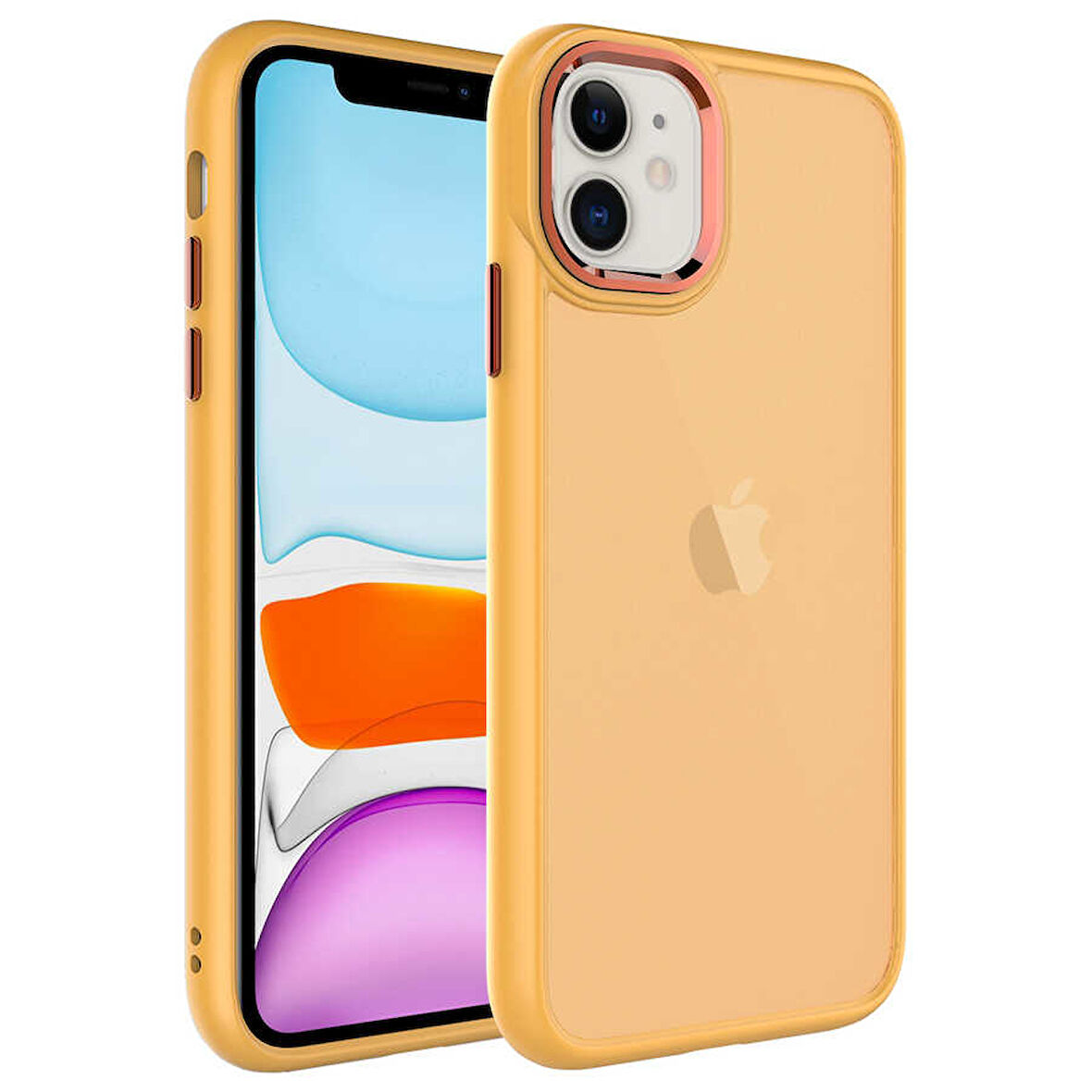 iPhone 11 Uyumlu Buzlu Sert PC Zore May Kılıf-Turuncu