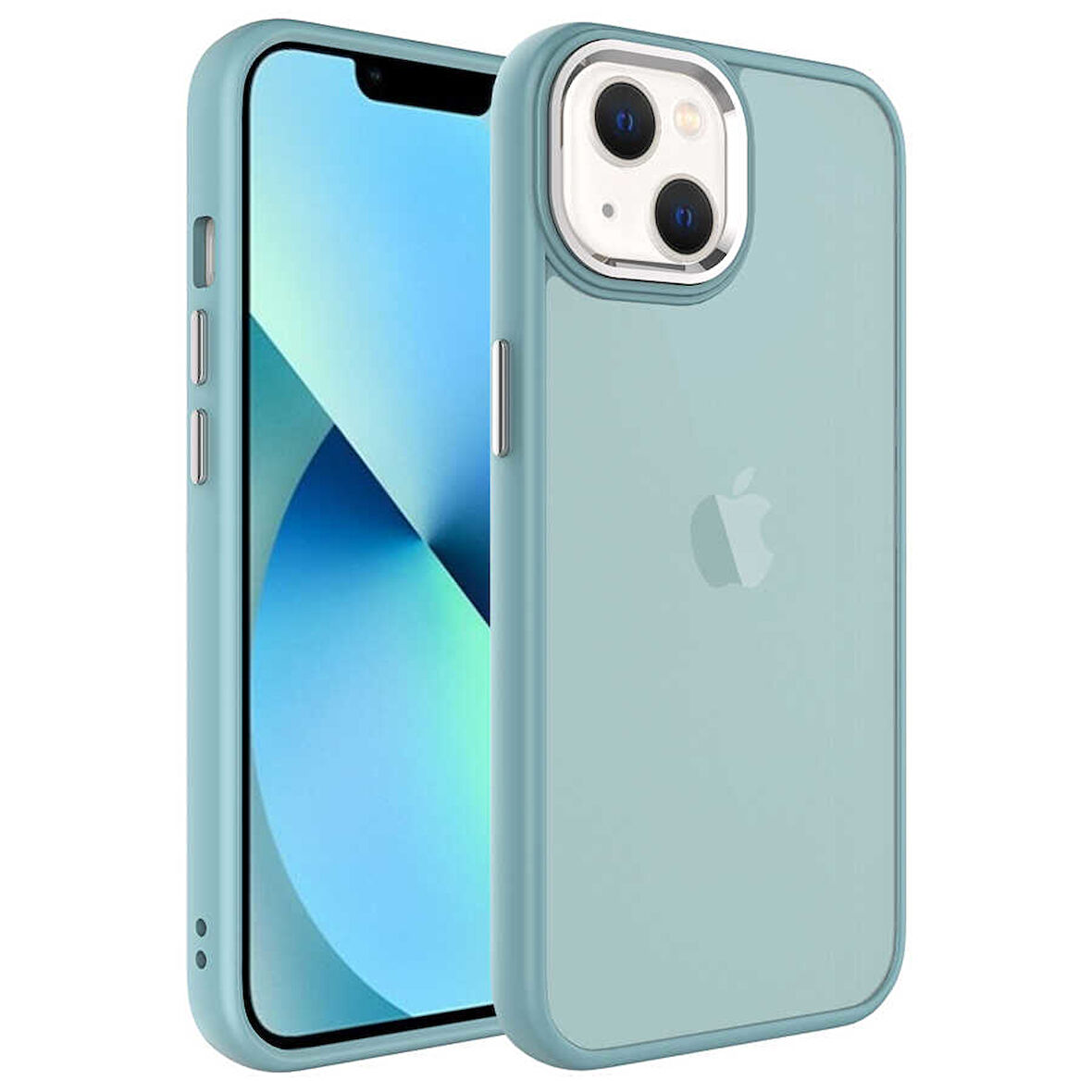 iPhone 13 Uyumlu Buzlu Sert PC Zore May Kılıf-Mavi