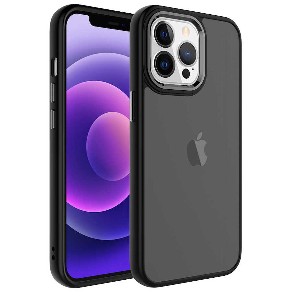 iPhone 13 Pro Max Uyumlu Buzlu Sert PC Zore May Kılıf-Siyah