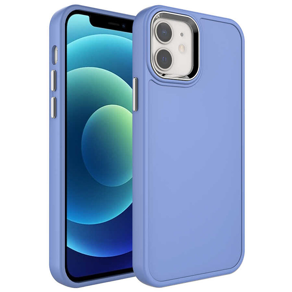 Apple iPhone 11 Kılıf Metal Çerçeve ve Buton Tasarımlı Sert Zore Botox Kapak-Lavendery Gray