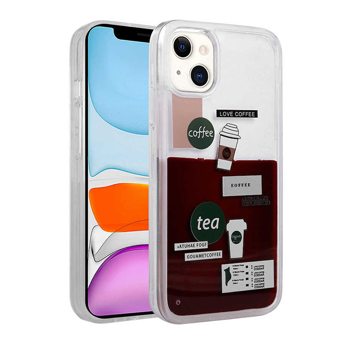 iPhone 14 Plus Uyumlu Desenli Sıvılı Zore Drink Silikon Kılıf-NO2