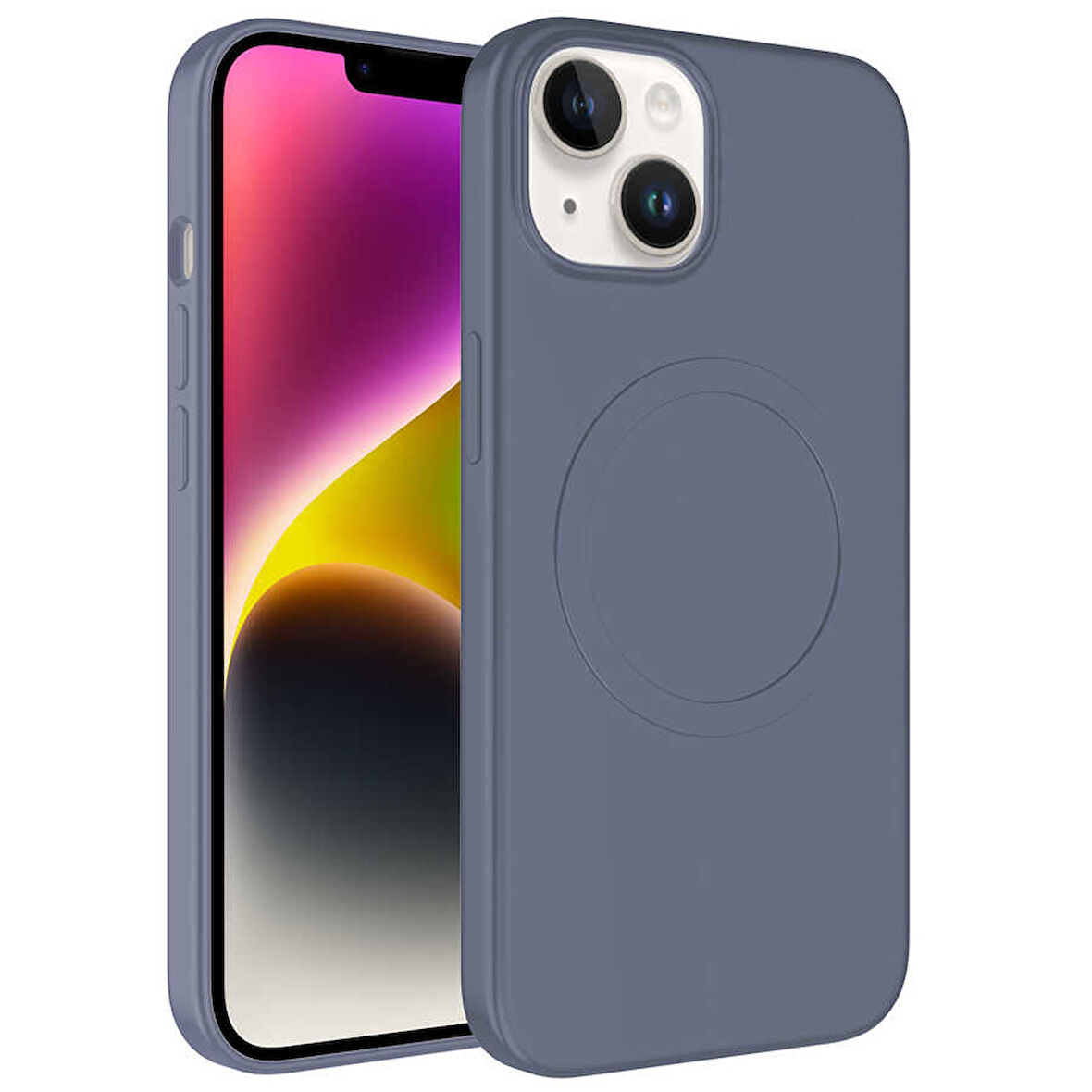 iPhone 14 Plus Uyumlu Magsafe Wireless Şarj Özellikli Pastel Renk Silikon Zore Plas Kılıf-Lave