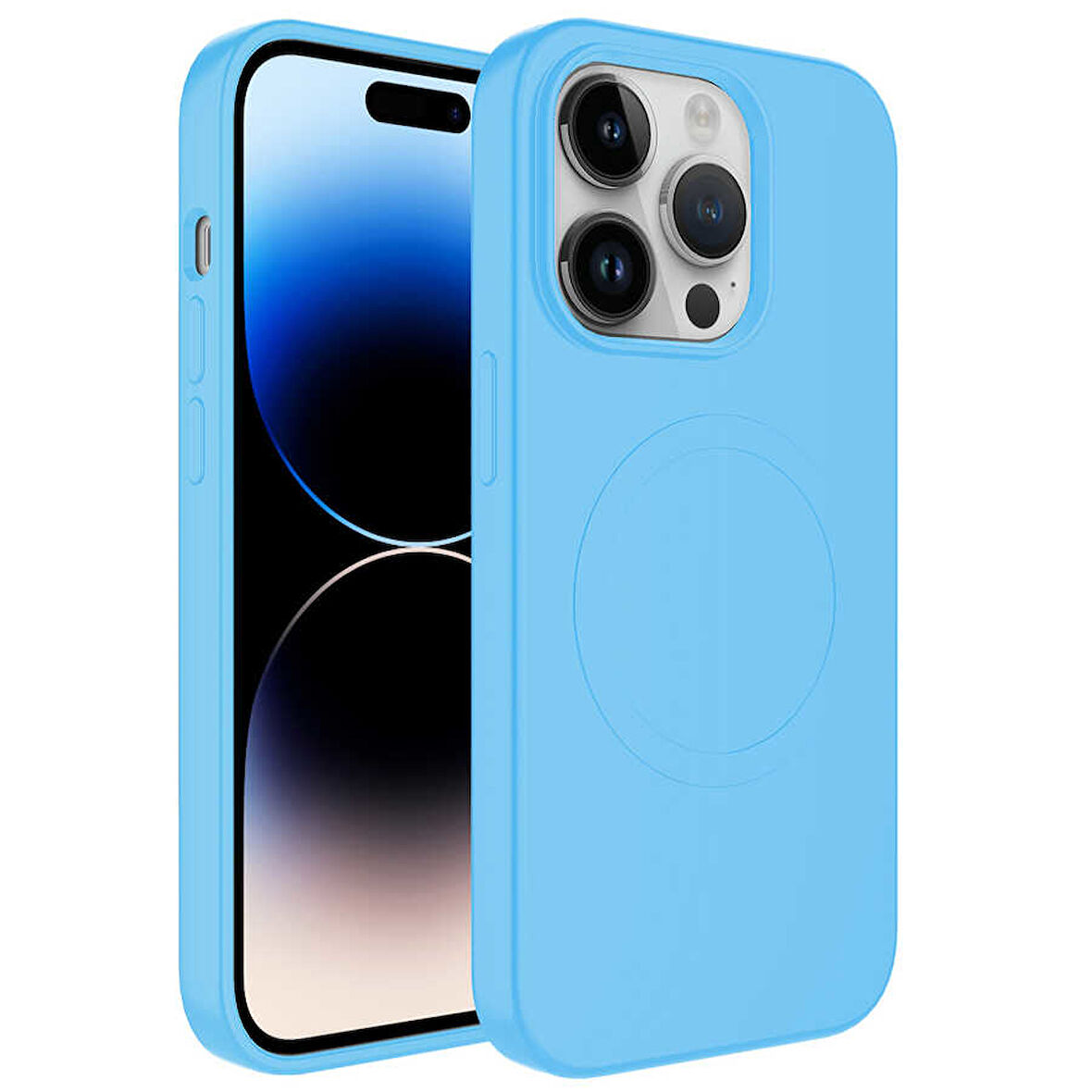 iPhone 11 Pro Uyumlu Magsafe Wireless Şarj Özellikli Pastel Renk Silikon Zore Plas Kılıf-Mavi
