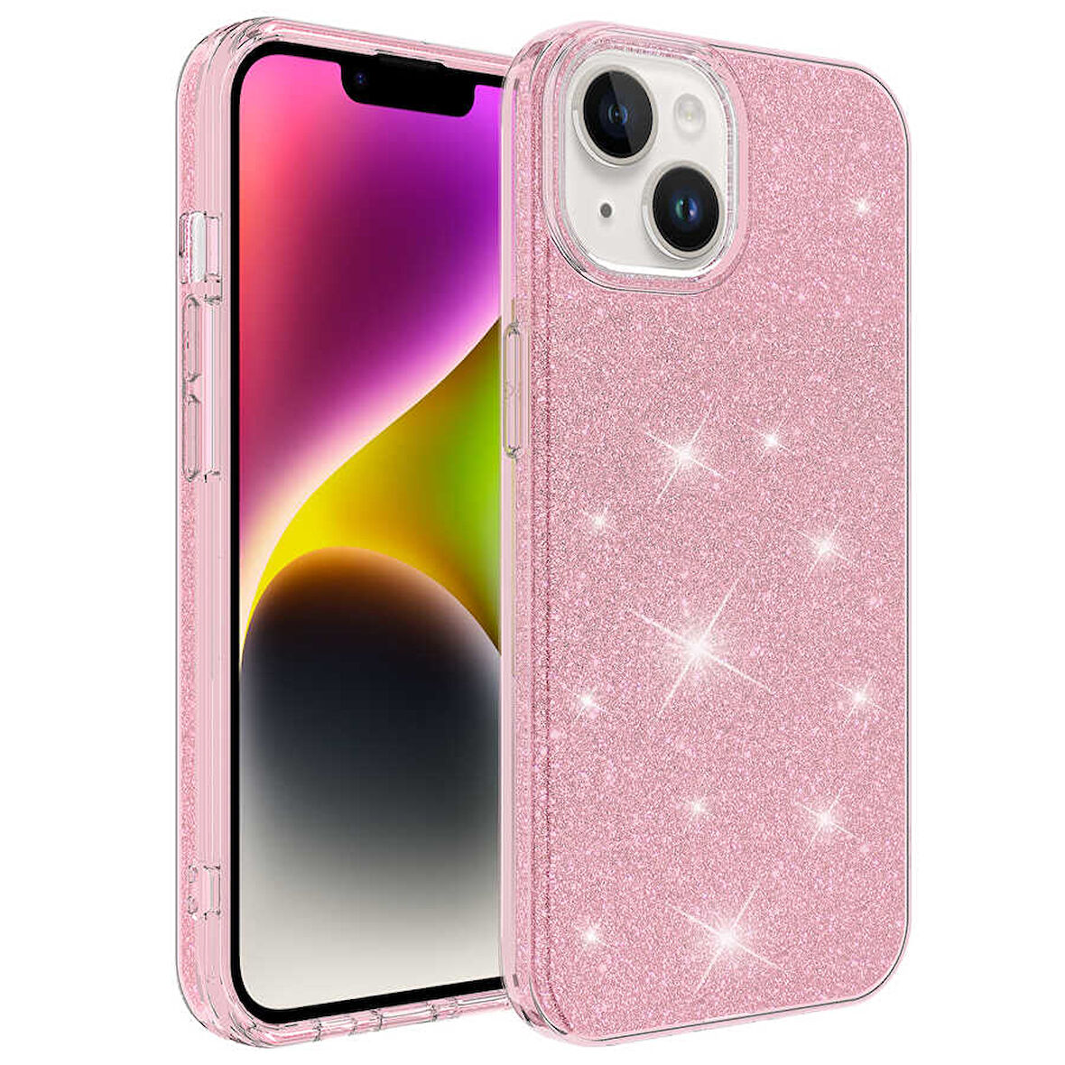 iPhone 14 Plus Uyumlu Zore Shining Silikon-Pembe
