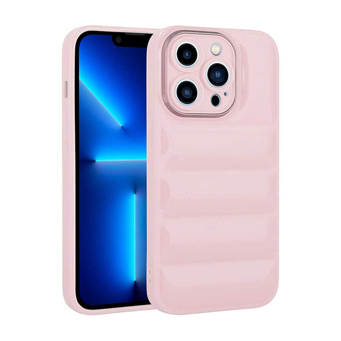 iPhone 13 Pro Uyumlu Kamera Korumalı Parlak AirBag'li Zore Galya Kılıf-Pembe