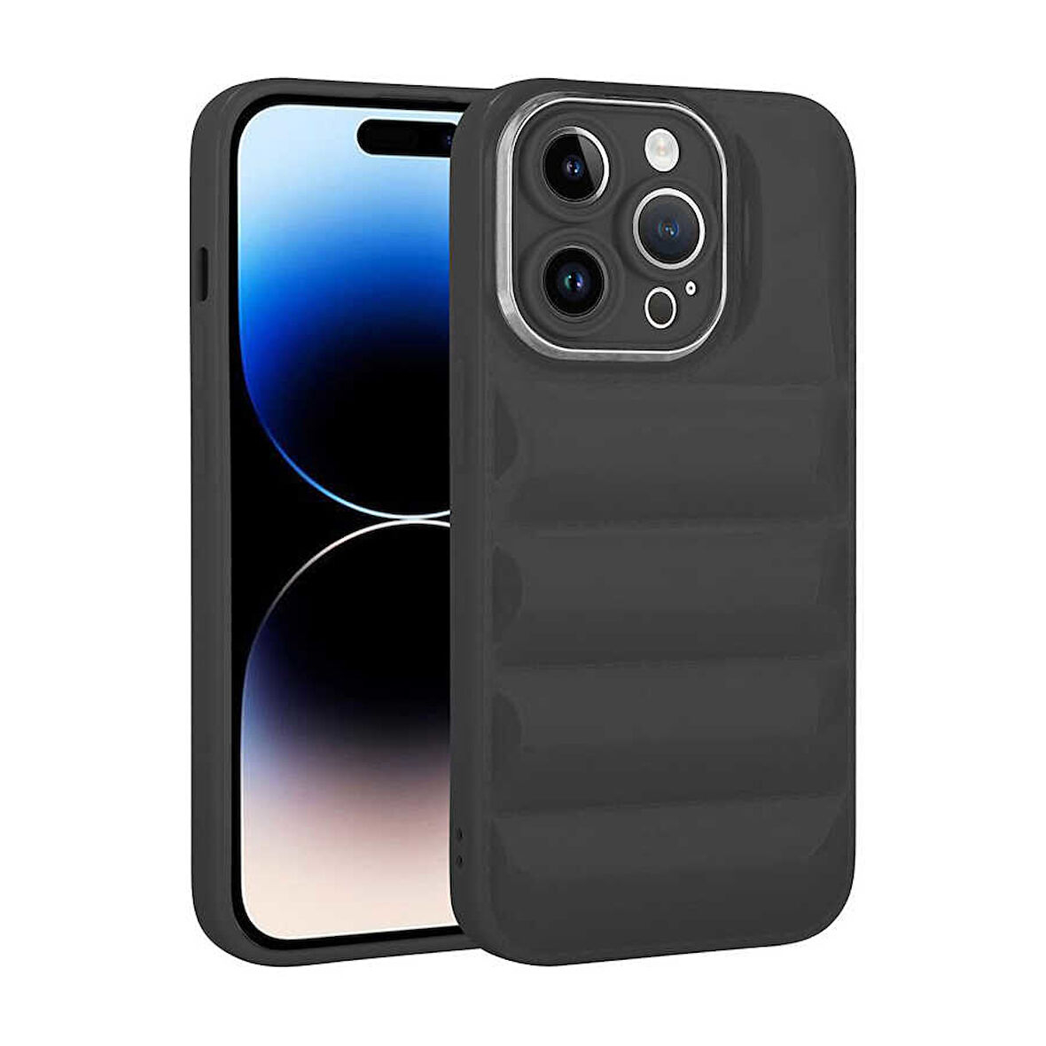 iPhone 14 Pro Uyumlu Kamera Korumalı Parlak AirBag'li Zore Galya Kılıf-Siyah