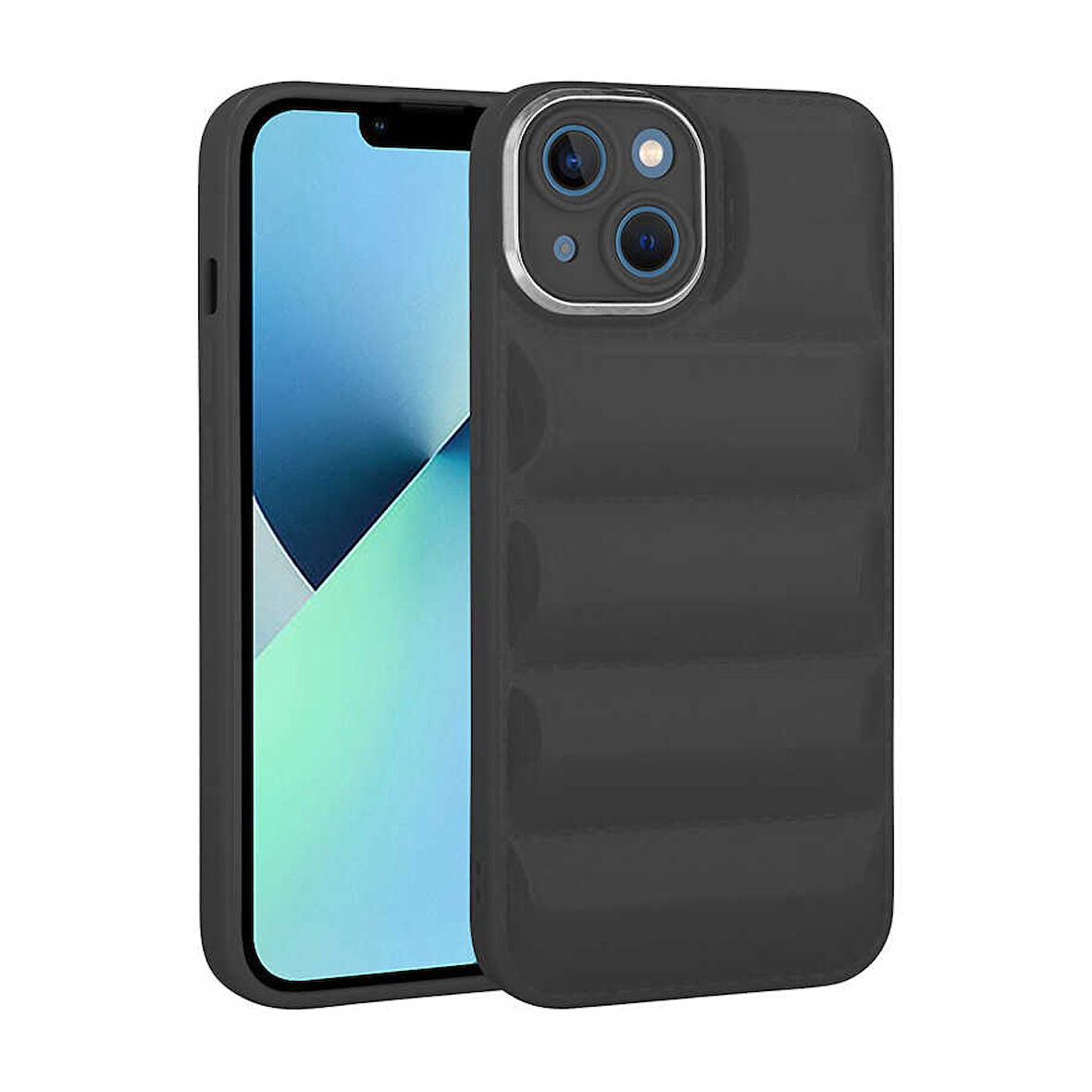 iPhone 14 Plus Uyumlu Kamera Korumalı Parlak AirBag'li Zore Galya Kılıf-Siyah