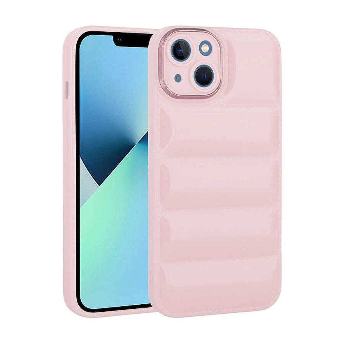 iPhone 14 Plus Uyumlu Kamera Korumalı Parlak AirBag'li Zore Galya Kılıf-Pembe