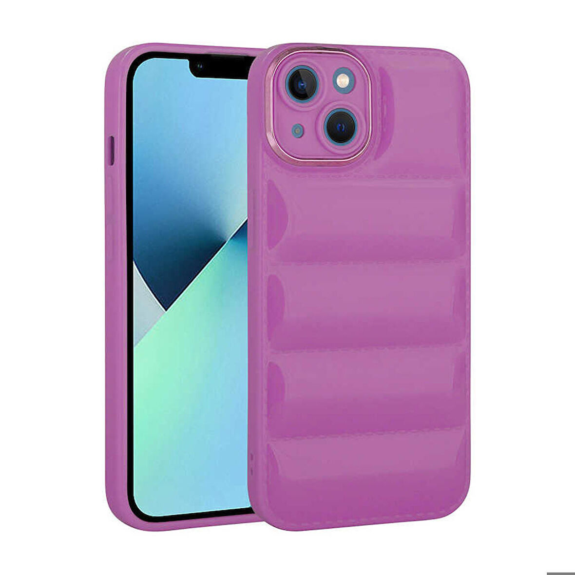 iPhone 14 Plus Uyumlu Kamera Korumalı Parlak Airbag'li Zore Galya Kapak-Mor