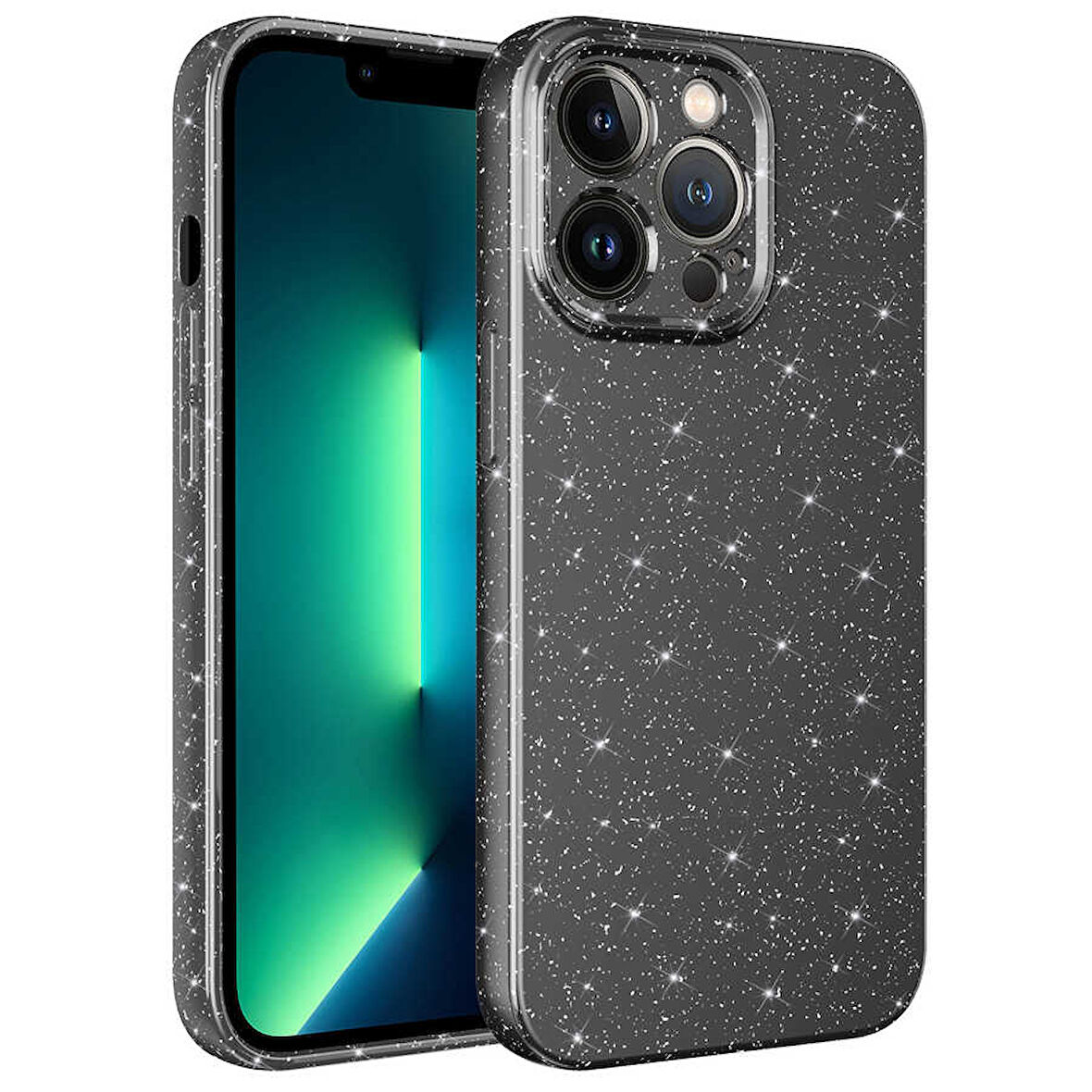 iPhone 13 Pro Max Uyumlu Kamera Korumalı Simli Lüks Zore Koton Kılıf-Gri