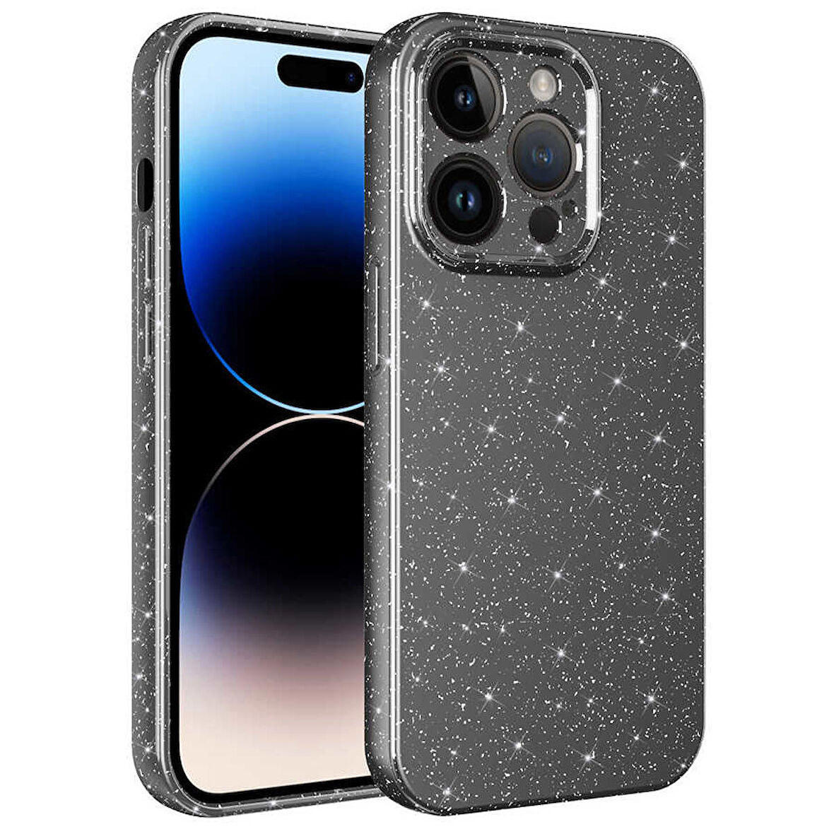 iPhone 14 Pro Uyumlu Kamera Korumalı Simli Lüks Zore Koton Kapak-Gri
