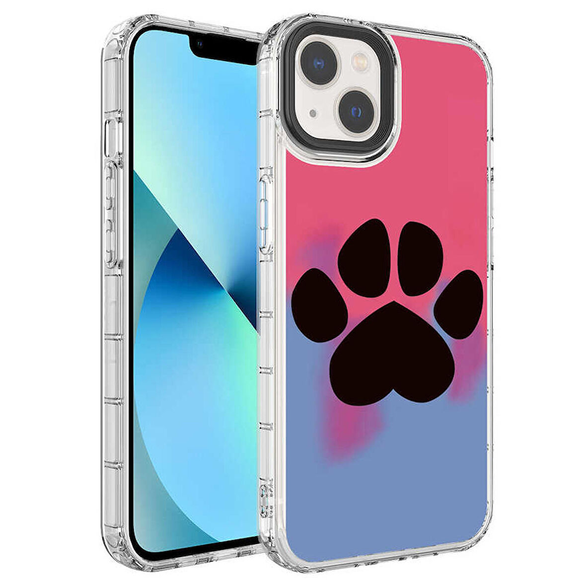 iPhone 14 Uyumlu Kamera Korumalı Renkli Desenli Sert Silikon Zore Korn Kapak-NO16