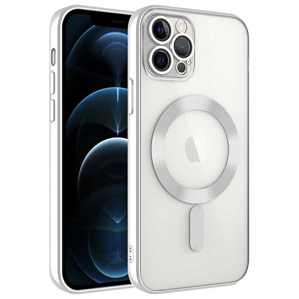 iPhone 11 Pro Max Uyumlu Kamera Korumalı Magsafe Wireless Şarj Özellikli Zore Demre Kapak-Gümü
