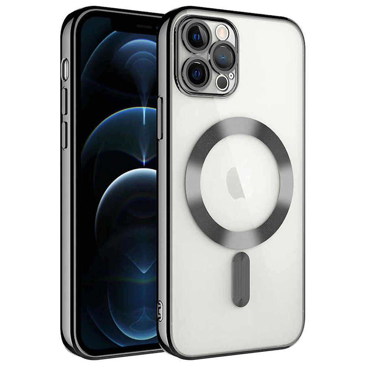 iPhone 13 Pro Uyumlu Kamera Korumalı Magsafe Wireless Şarj Özellikli Zore Demre Kapak-Siyah