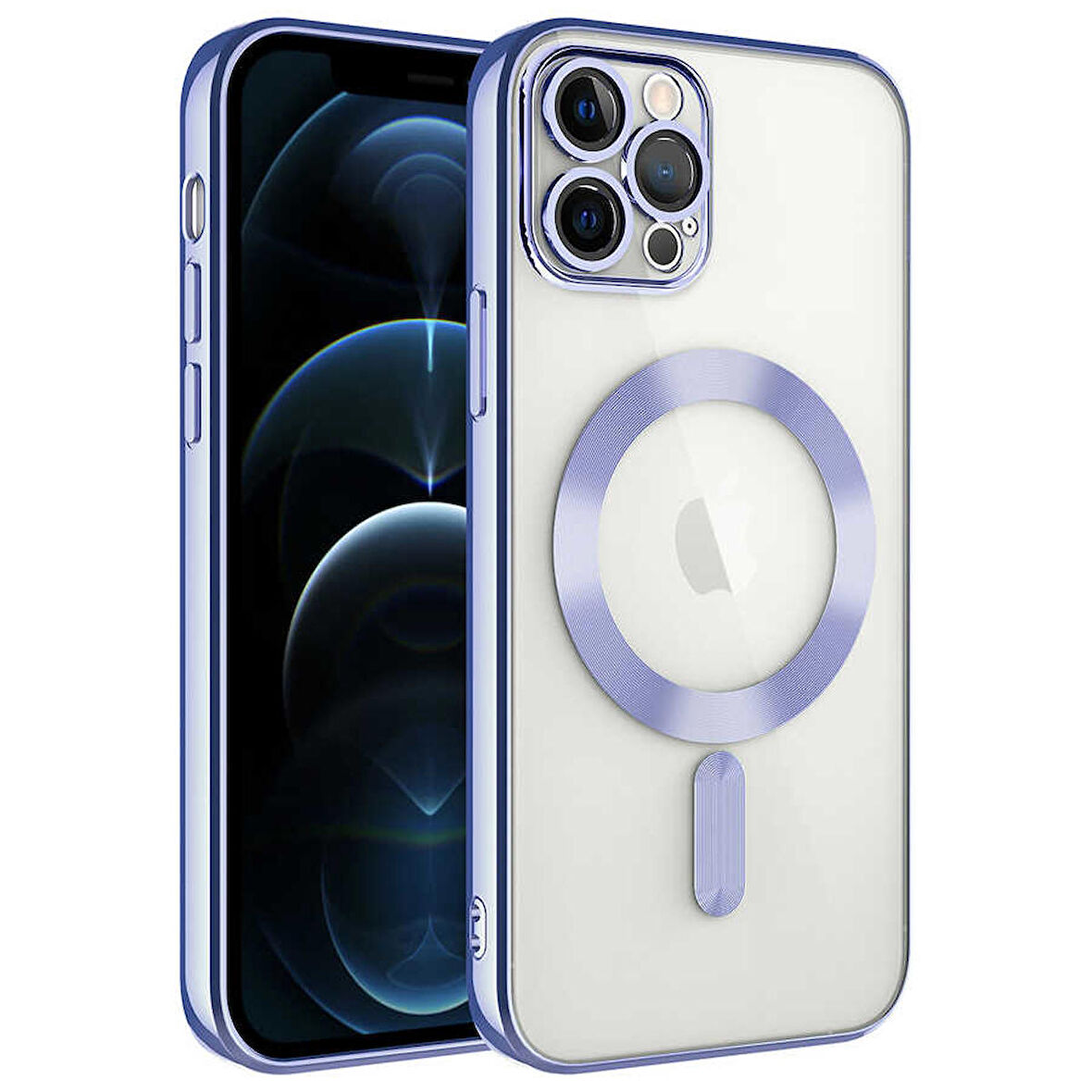iPhone 13 Pro Uyumlu Kamera Korumalı Magsafe Wireless Şarj Özellikli Zore Demre Kapak-Lila