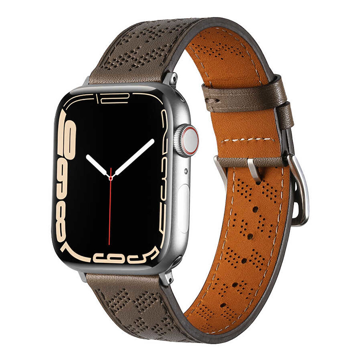 ​​​Watch 44mm Uyumlu KRD-76 PU Deri Kordon Strap Kayış CLO- Gri