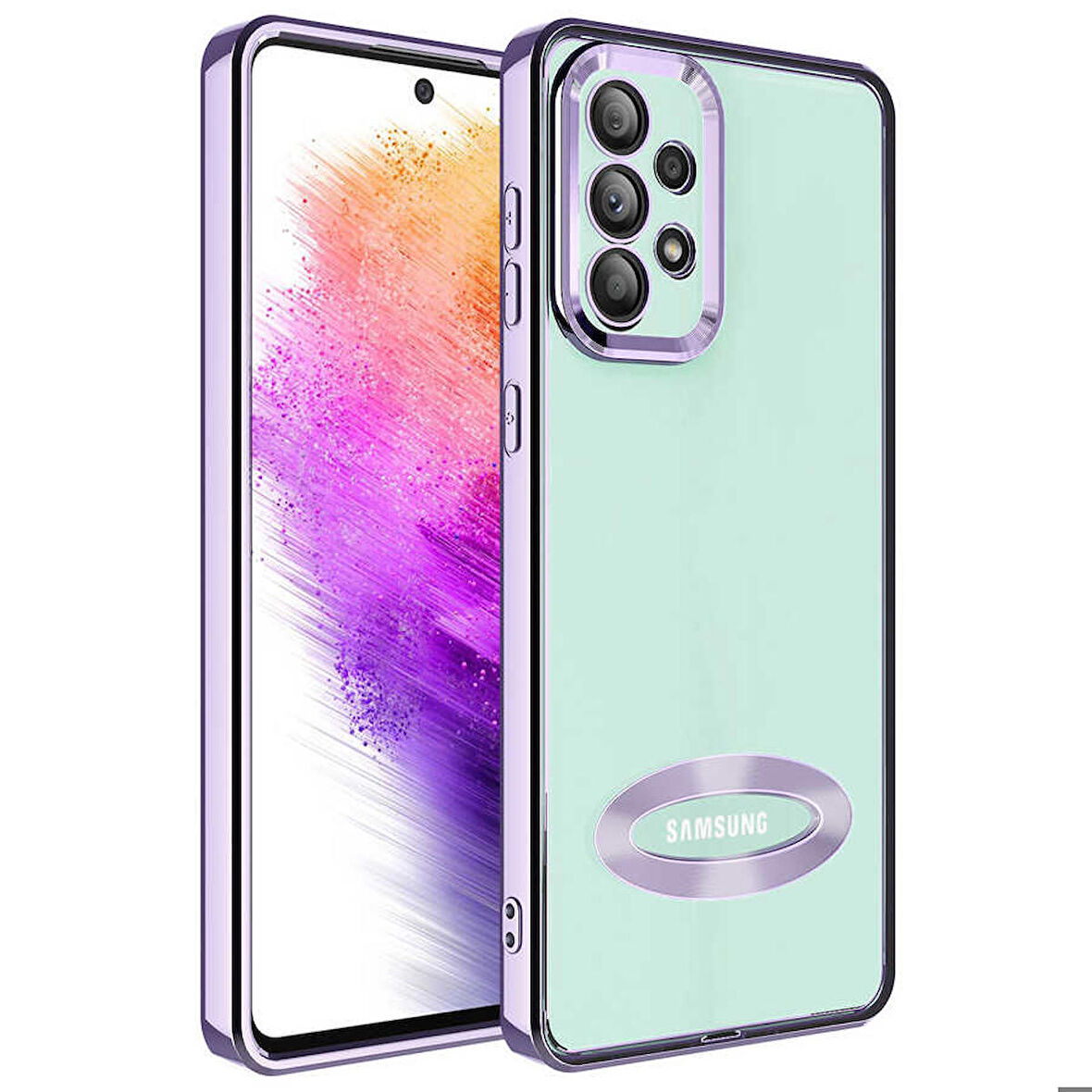Galaxy A33 5G Uyumlu Kamera Korumalı Logo Gösteren Zore Omega Kapak-Lila