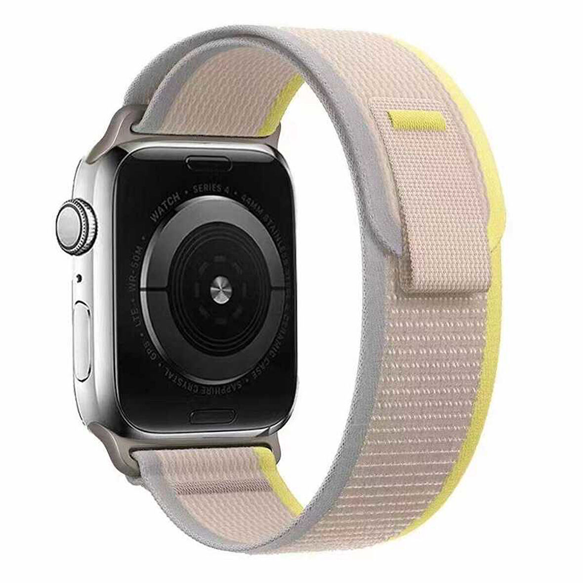 Watch 42mm Uyumlu KRD-77 Hasır Zore Kordon-Beyaz-Sarı