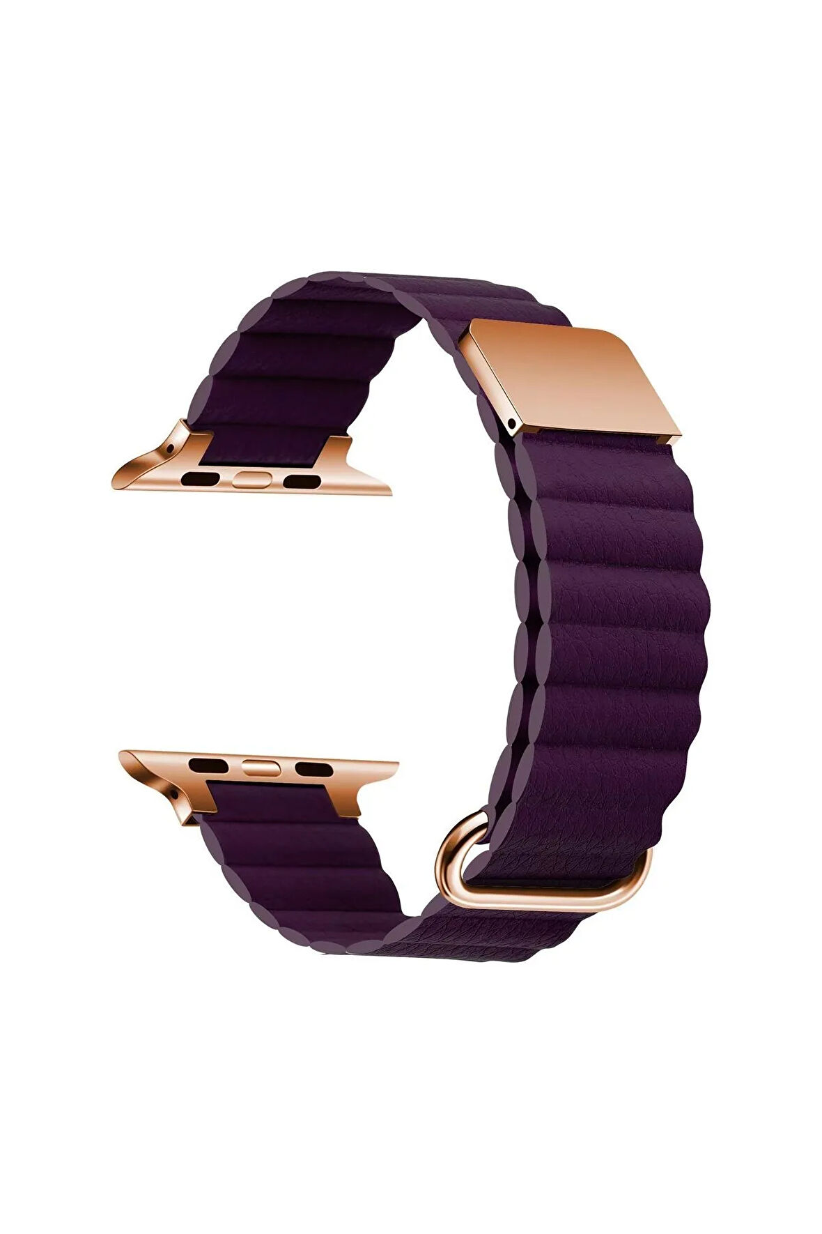 Apple Watch 44mm Uyumlu Krd-78 Pu Deri Kordon Strap Kayış Mürdüm
