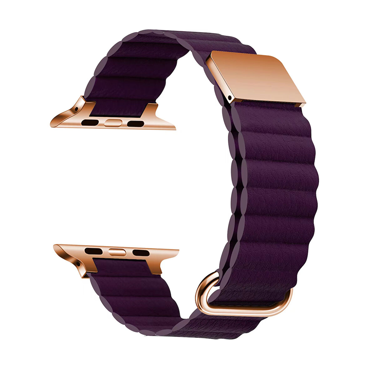 ​​​Watch Ultra 49mm Uyumlu KRD-78 PU Deri Kordon Strap Kayış CLO- Mürdüm