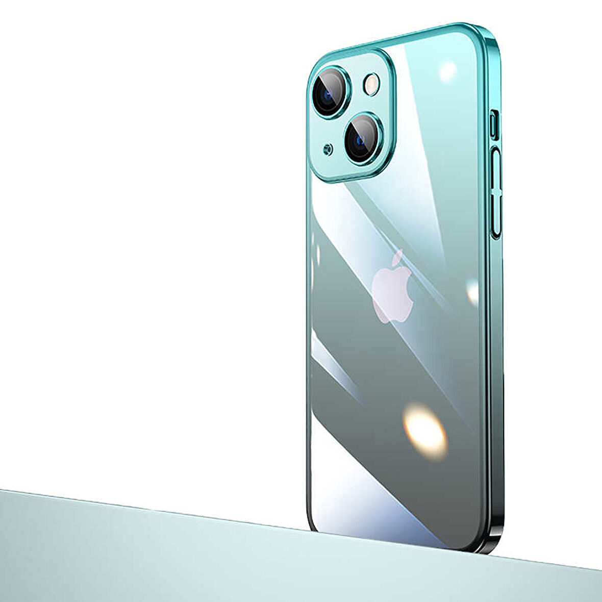 iPhone 14 Plus Uyumlu Parlak Renk Geçişli Kamera Korumalı Zore Senkron Kılıf-Mavi-Siyah