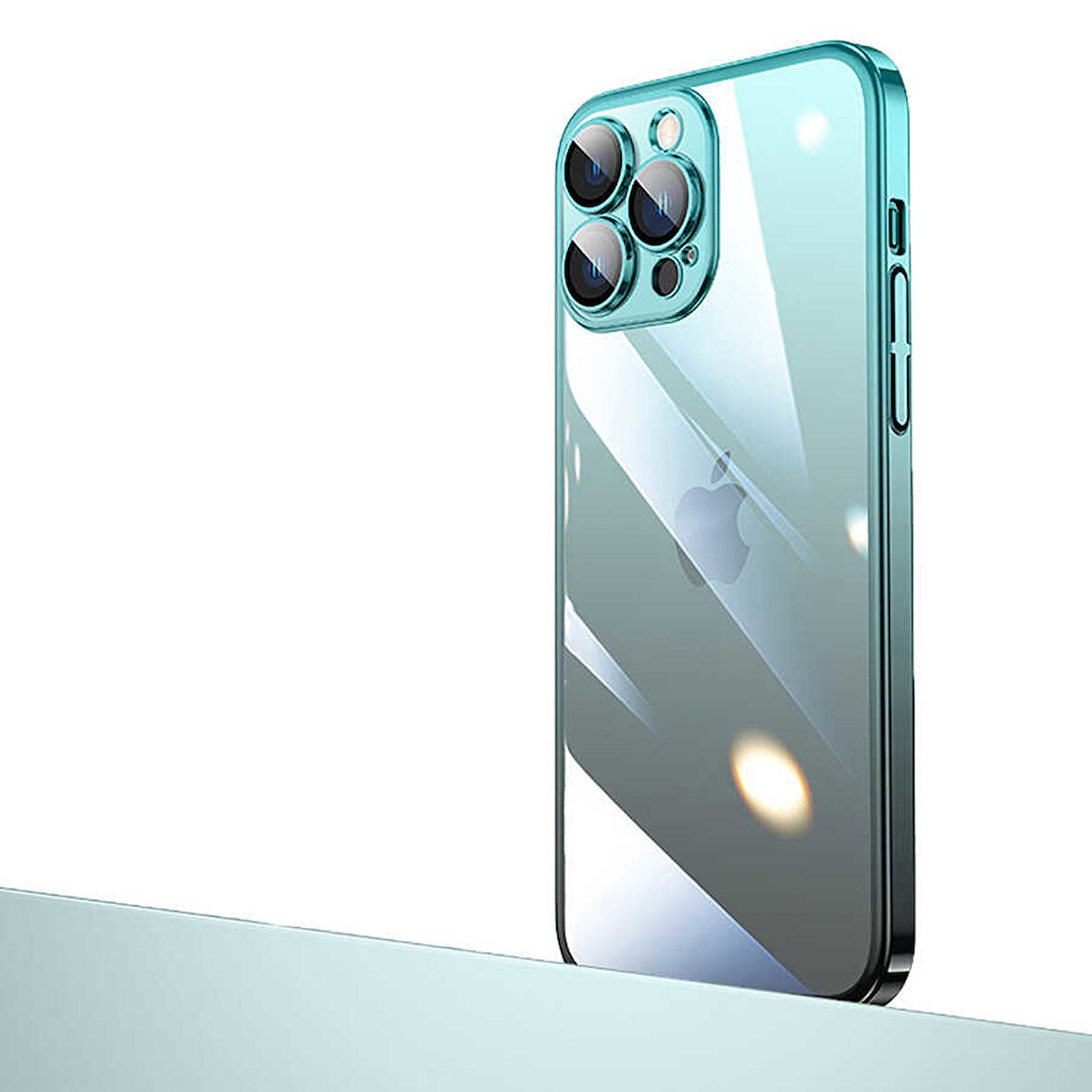 iPhone 13 Pro Max Uyumlu Parlak Renk Geçişli Kamera Korumalı Zore Senkron Kılıf-Mavi-Siyah