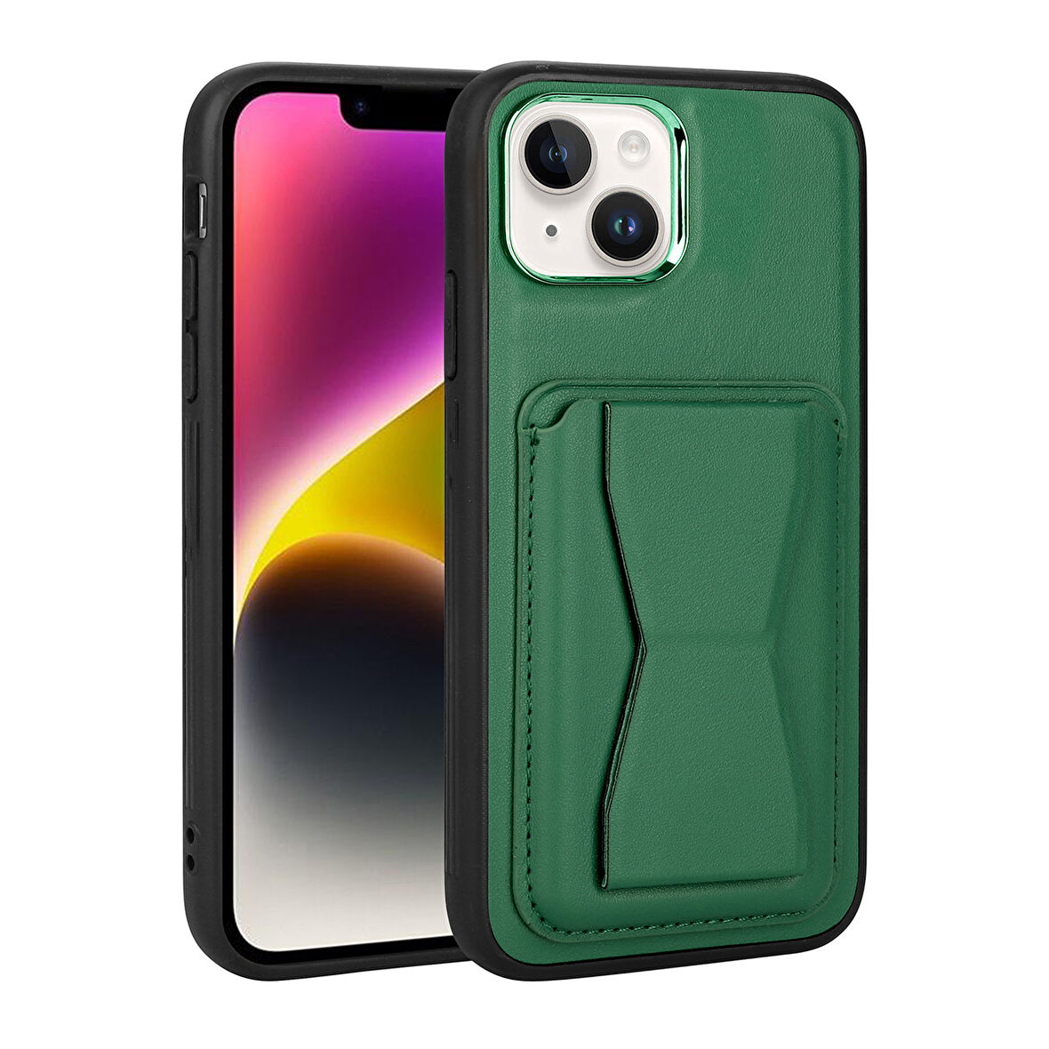 iPhone 14 Plus Kılıf Kartlıklı Standlı ​Pu Deri Memo Kapak