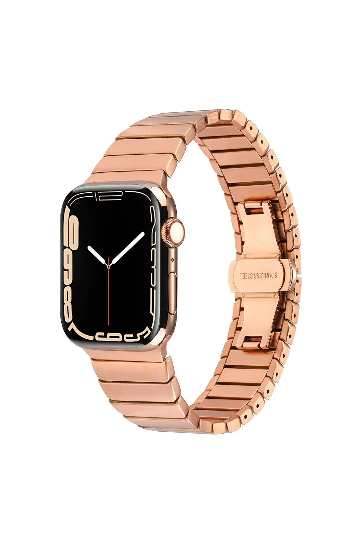 Apple Watch Ultra 49mm Kordon Uyumlu Krd-79 Metal Strap Kayış Rose Gold