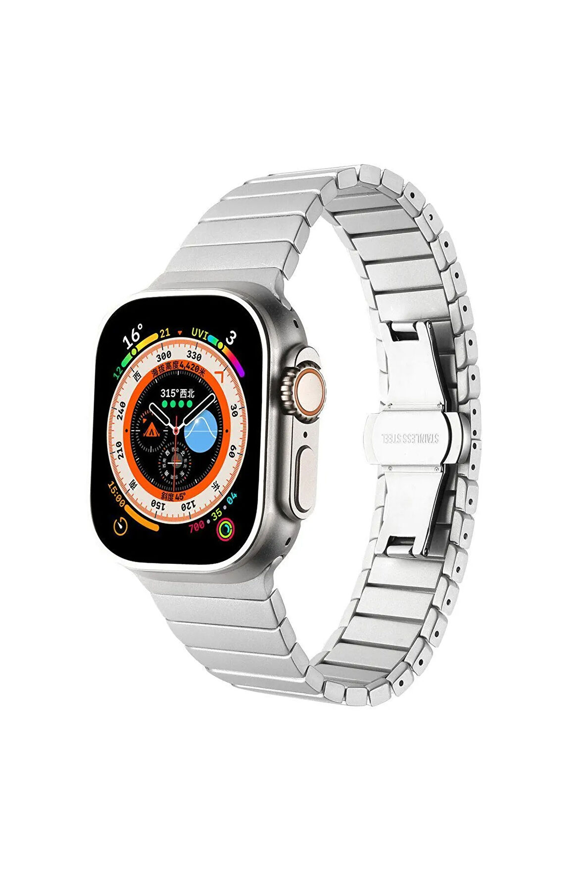 Apple Watch 44mm Kordon Uyumlu Krd-79 Metal Strap Kayış Gold