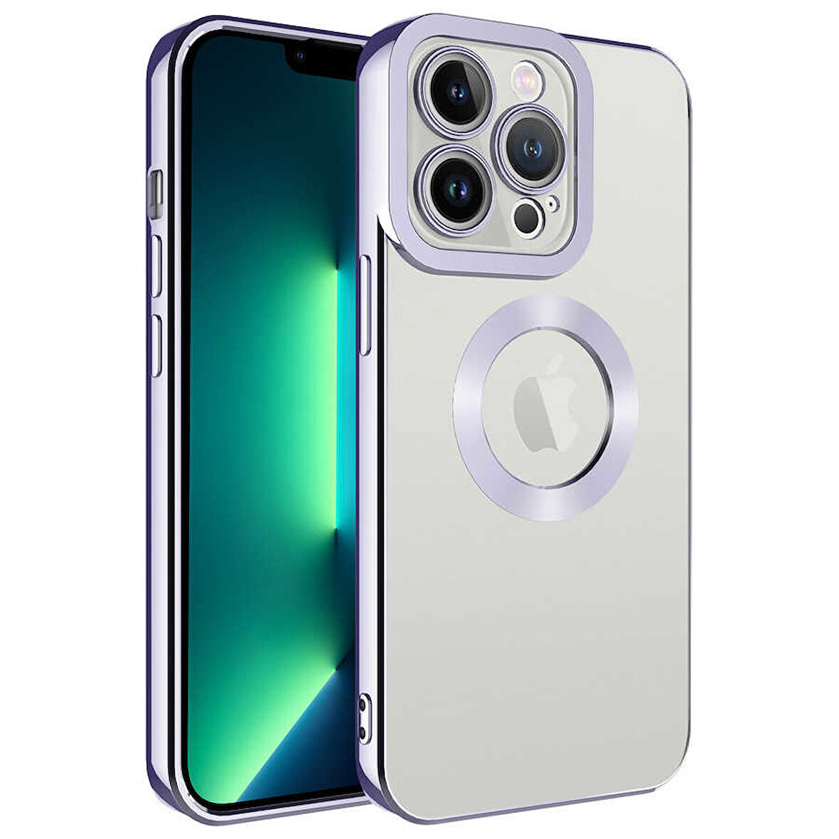 iPhone 12 Pro Uyumlu Kamera Korumalı Logo Gösteren Zore Omega Kılıf-Lila