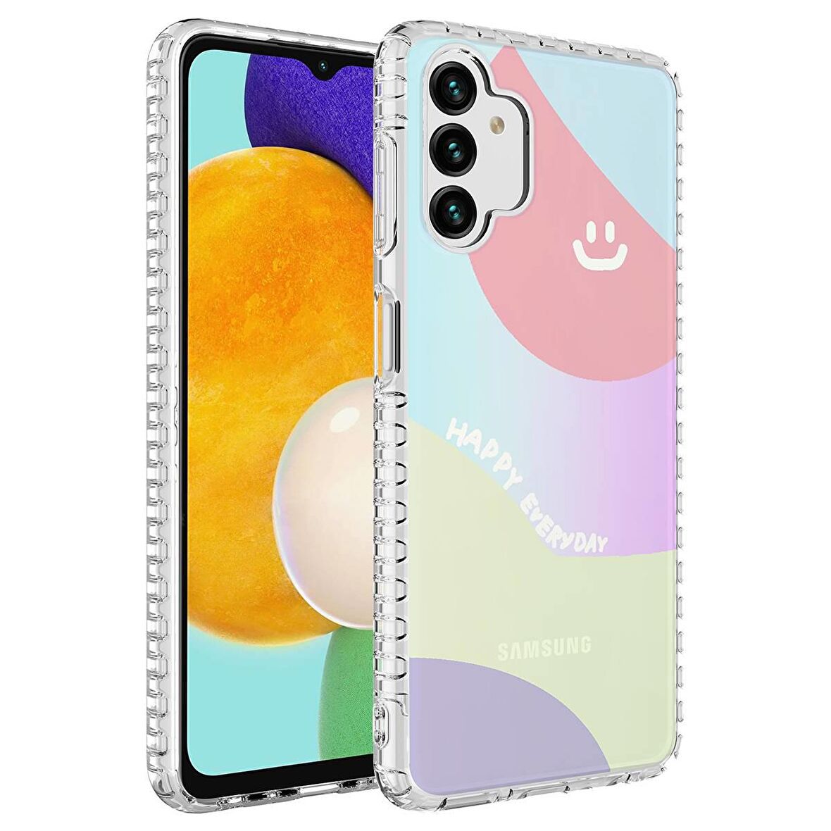 Galaxy A04S Uyumlu Airbag Kenarlı Renkli Desenli Silikon Zore Elegans Kapak-NO7