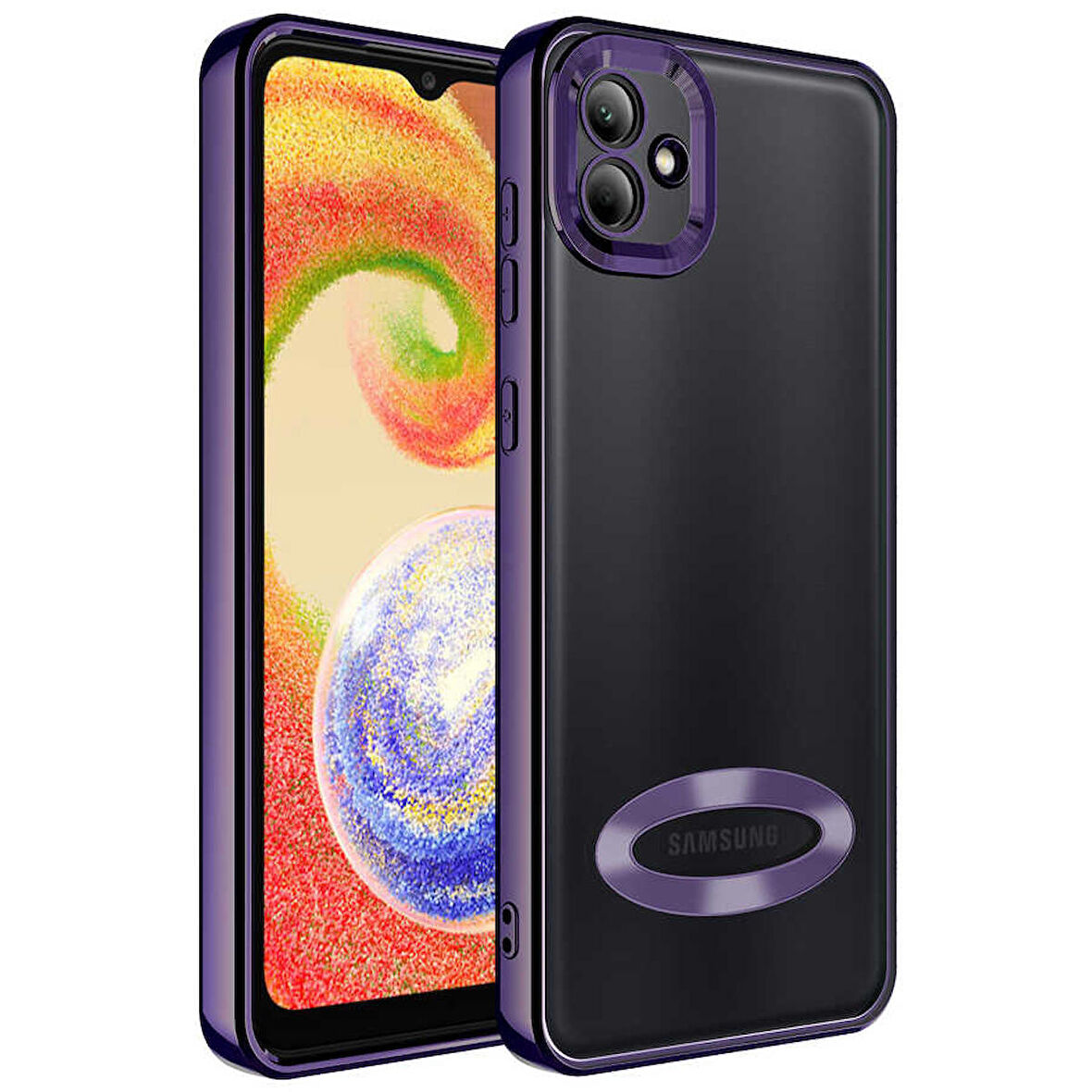 Galaxy A03 Uyumlu Kamera Korumalı Logo Gösteren Zore Omega Kapak-Derin Mor